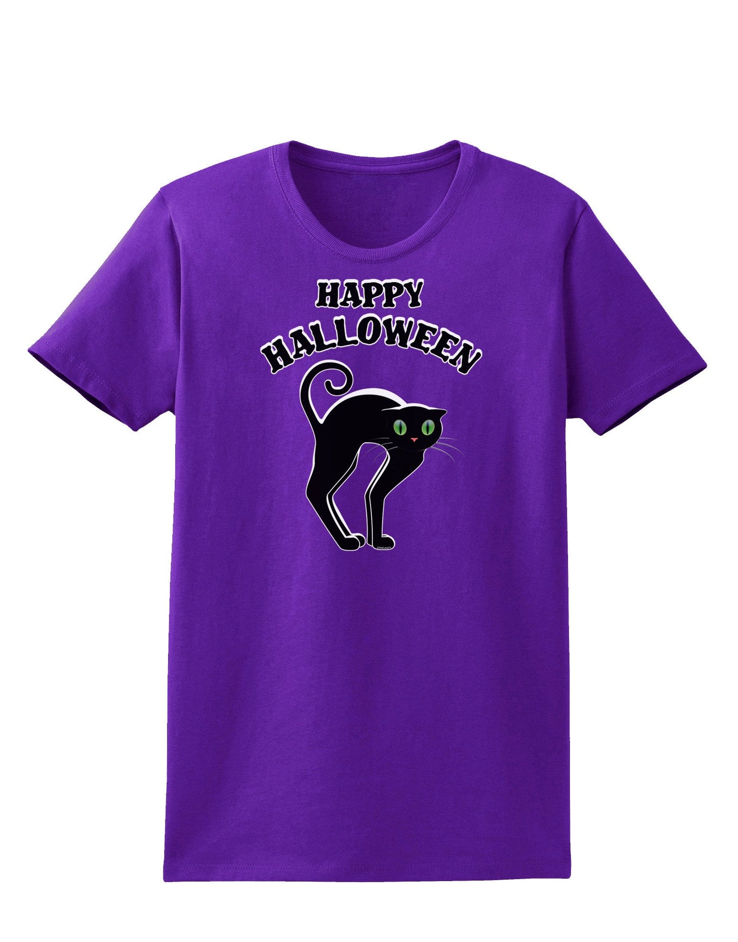 Happy Halloween Cute Black Cat Halloween Womens Dark T-Shirt-TooLoud-Purple-X-Small-Davson Sales