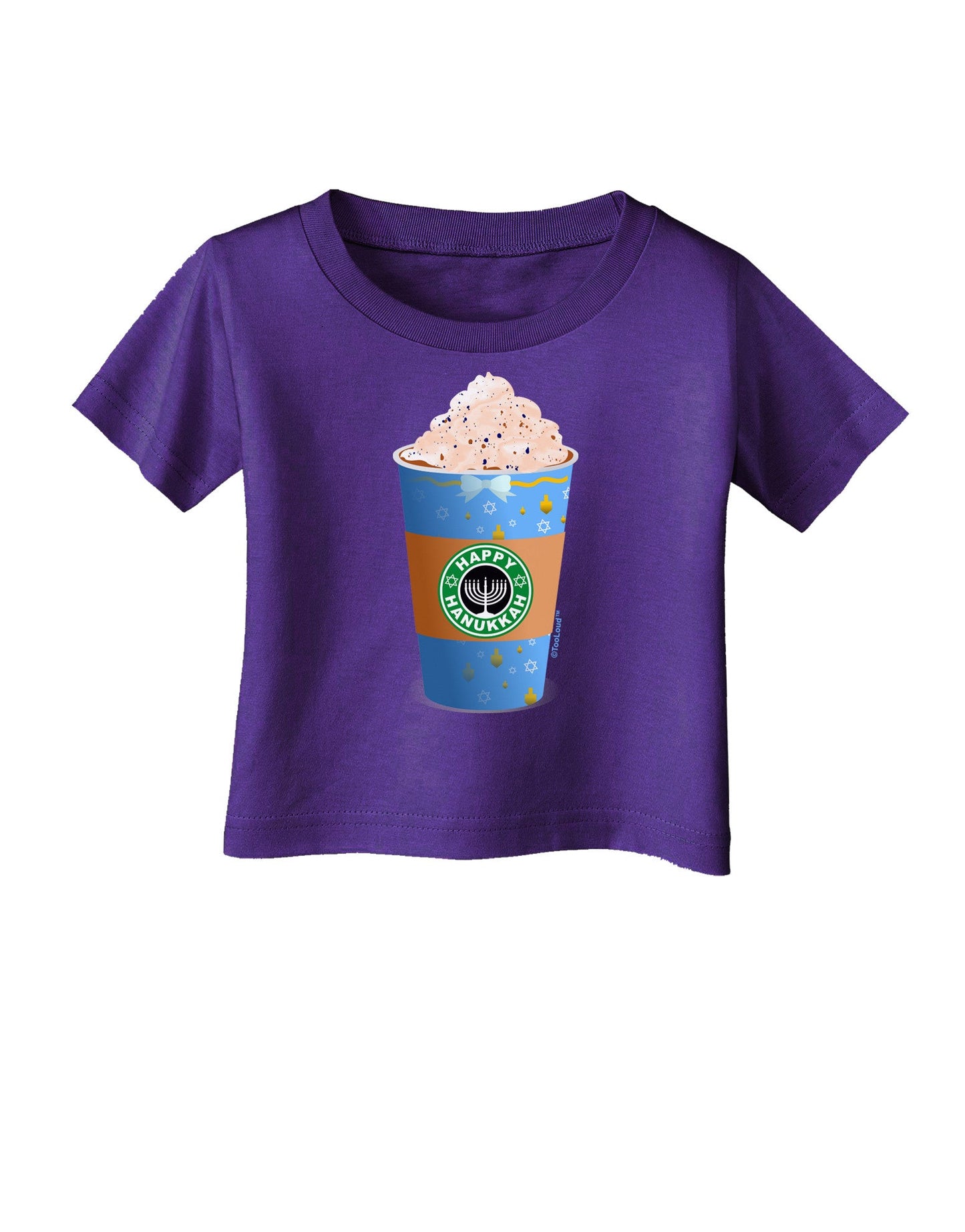 Happy Hanukkah Latte Cup Infant T-Shirt Dark-Infant T-Shirt-TooLoud-Purple-06-Months-Davson Sales