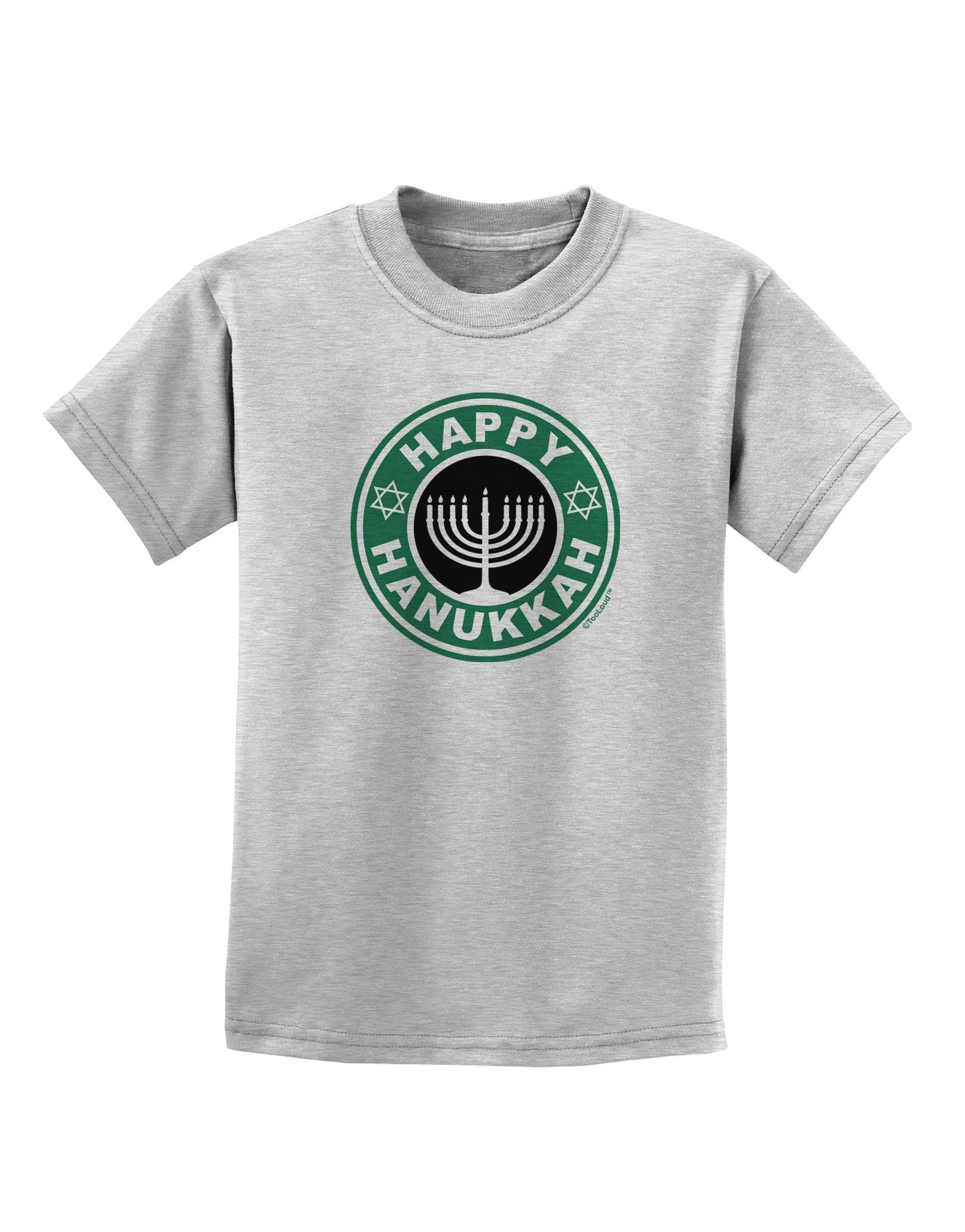 Happy Hanukkah Latte Logo Childrens T-Shirt-Childrens T-Shirt-TooLoud-AshGray-X-Small-Davson Sales