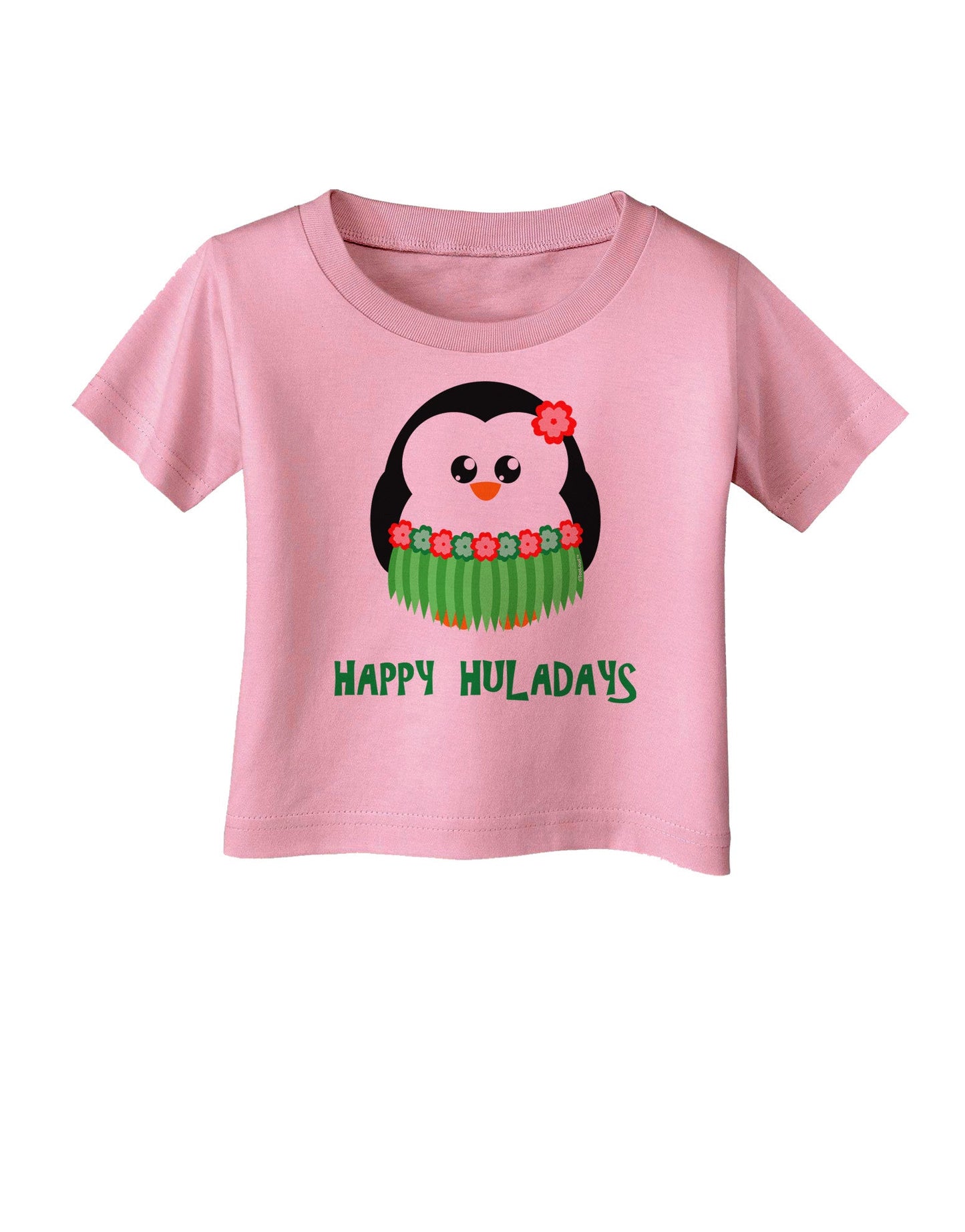 Happy Huladays Christmas Penguin - Red and Green Infant T-Shirt-Infant T-Shirt-TooLoud-Candy-Pink-06-Months-Davson Sales