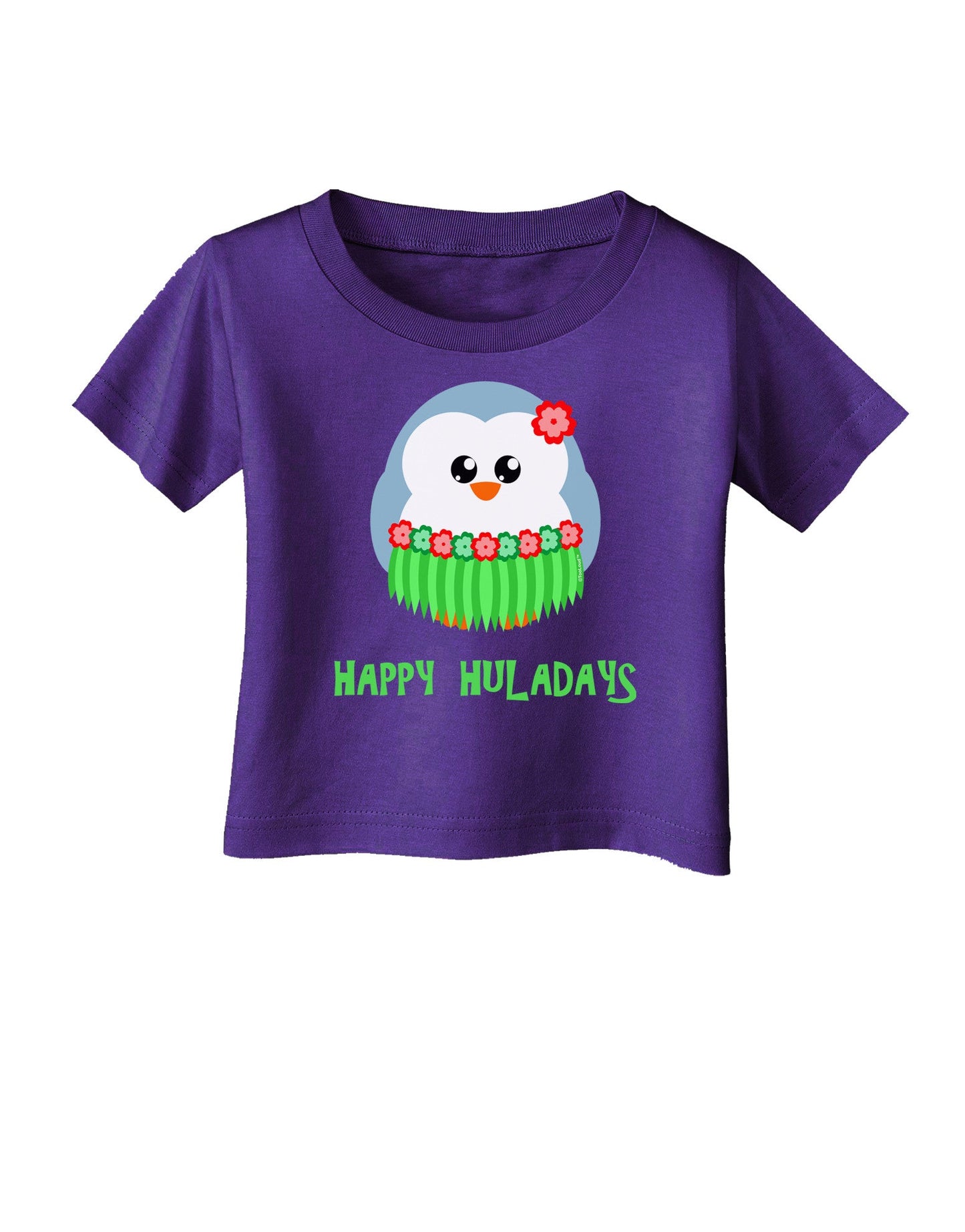 Happy Huladays Christmas Penguin - Red and Green Infant T-Shirt Dark-Infant T-Shirt-TooLoud-Purple-06-Months-Davson Sales