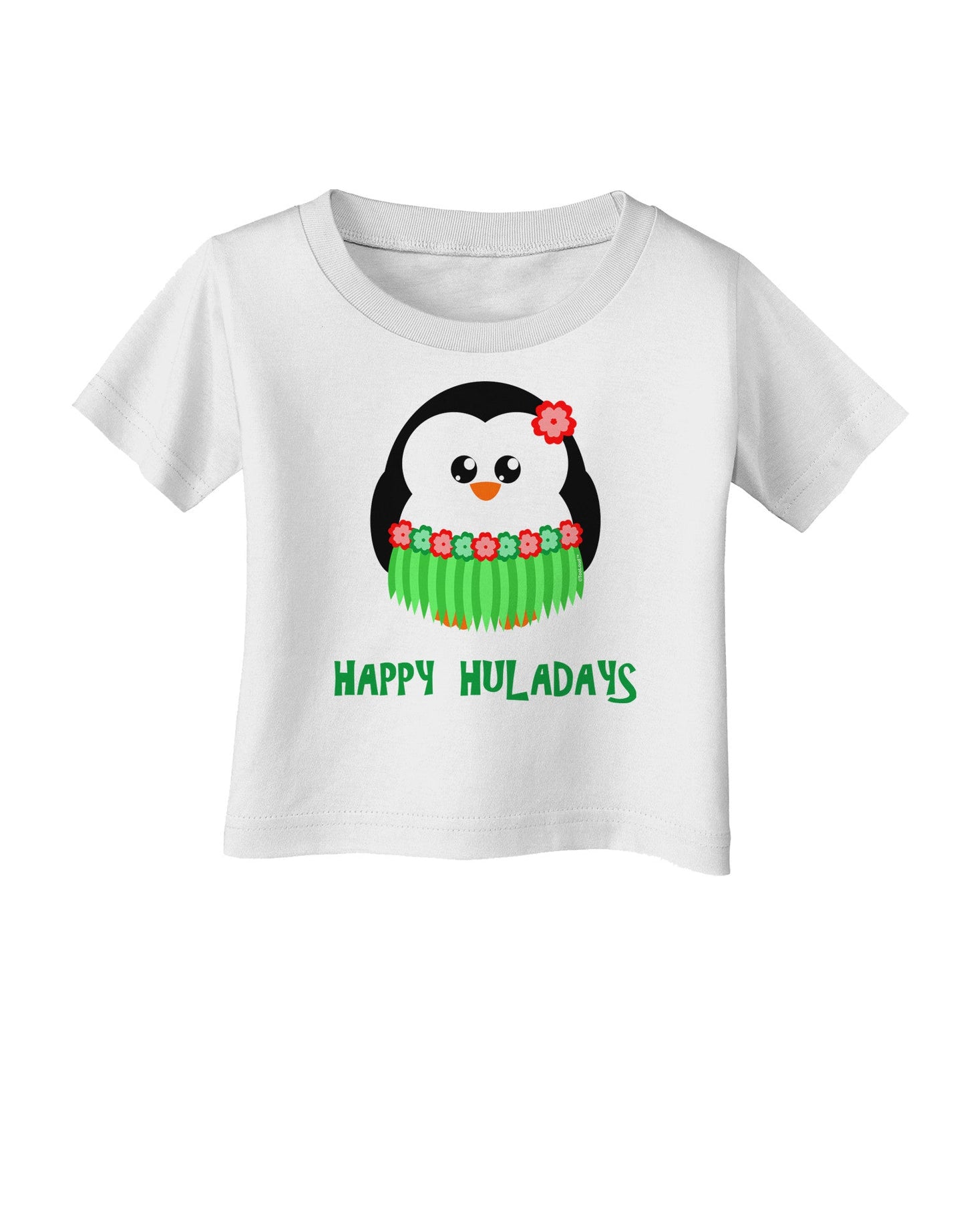 Happy Huladays Christmas Penguin - Red and Green Infant T-Shirt-Infant T-Shirt-TooLoud-White-06-Months-Davson Sales