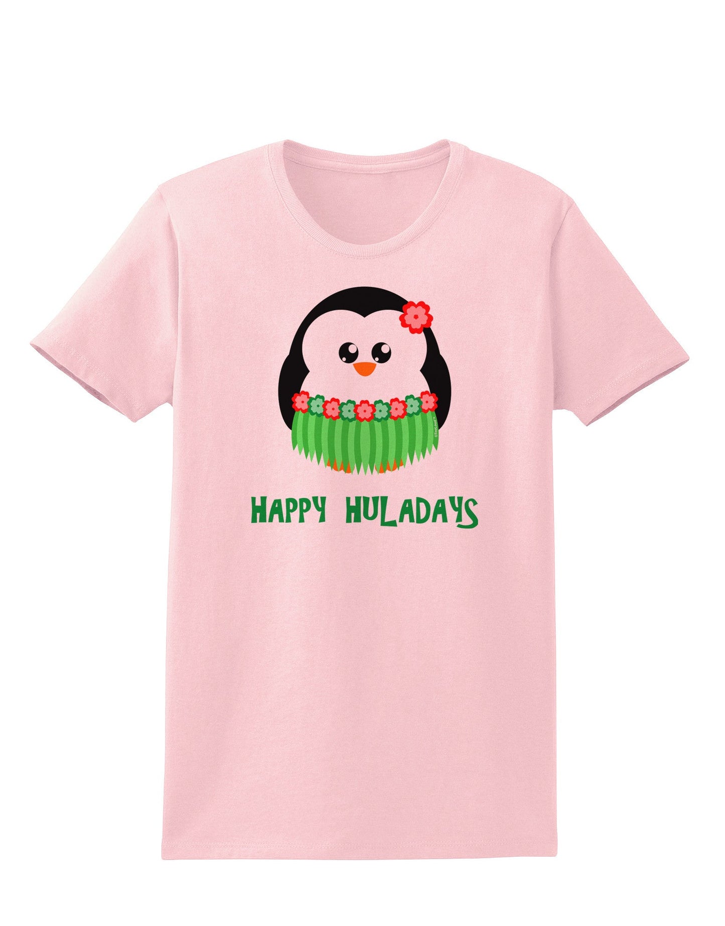 Happy Huladays Christmas Penguin - Red and Green Womens T-Shirt-Womens T-Shirt-TooLoud-PalePink-X-Small-Davson Sales