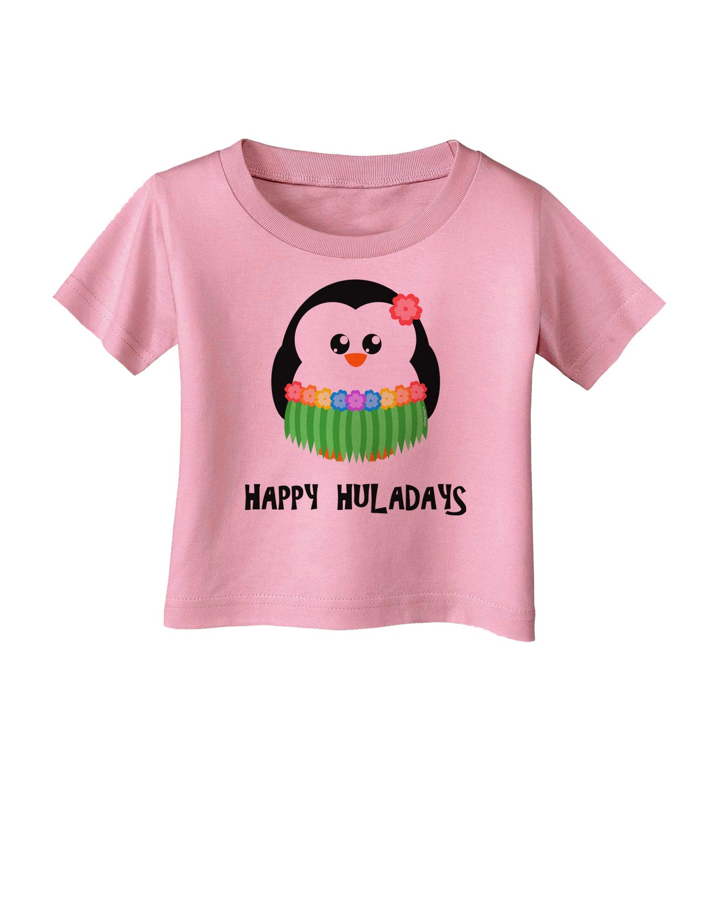 Happy Huladays Holiday Penguin - Christmas Infant T-Shirt-Infant T-Shirt-TooLoud-Candy-Pink-06-Months-Davson Sales