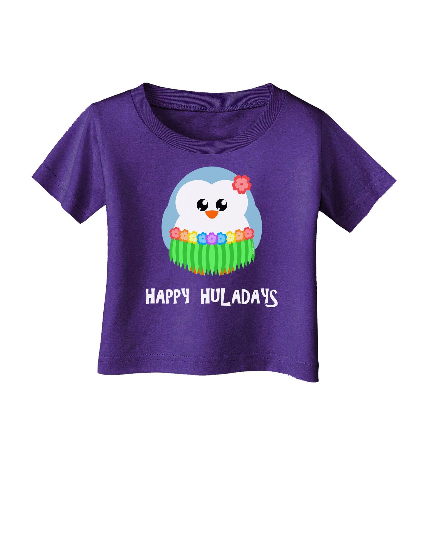 Happy Huladays Holiday Penguin - Christmas Infant T-Shirt Dark-Infant T-Shirt-TooLoud-Purple-06-Months-Davson Sales
