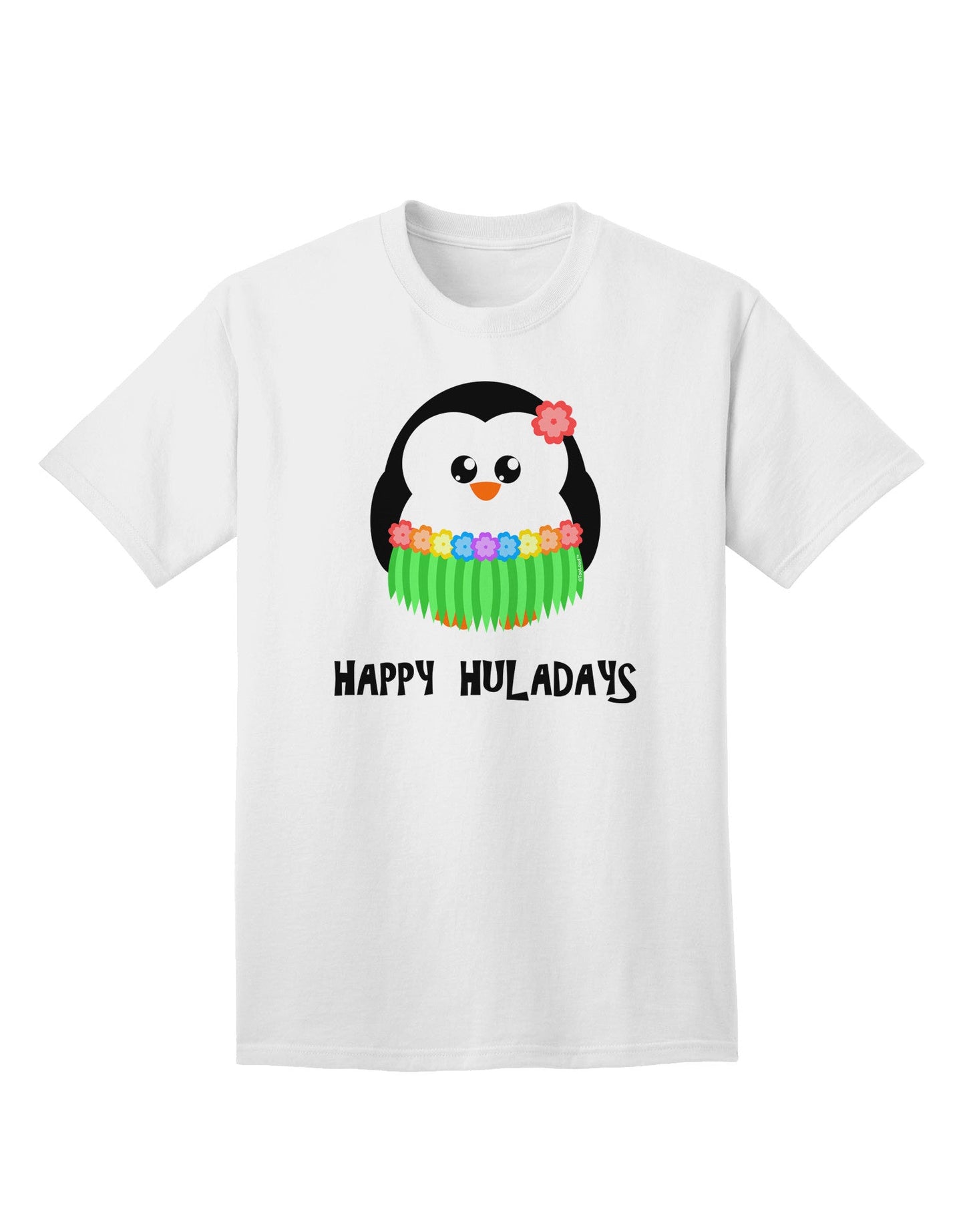 Happy Huladays Holiday Penguin - Premium Christmas Adult T-Shirt for Festive Season-Mens T-shirts-TooLoud-White-Small-Davson Sales