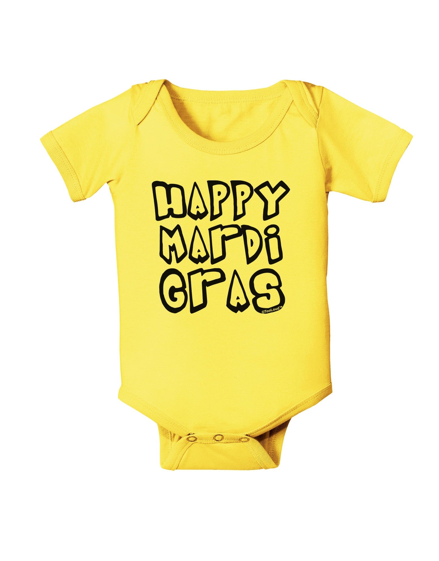 Happy Mardi Gras Text 2 BnW Baby Romper Bodysuit-Baby Romper-TooLoud-Yellow-06-Months-Davson Sales