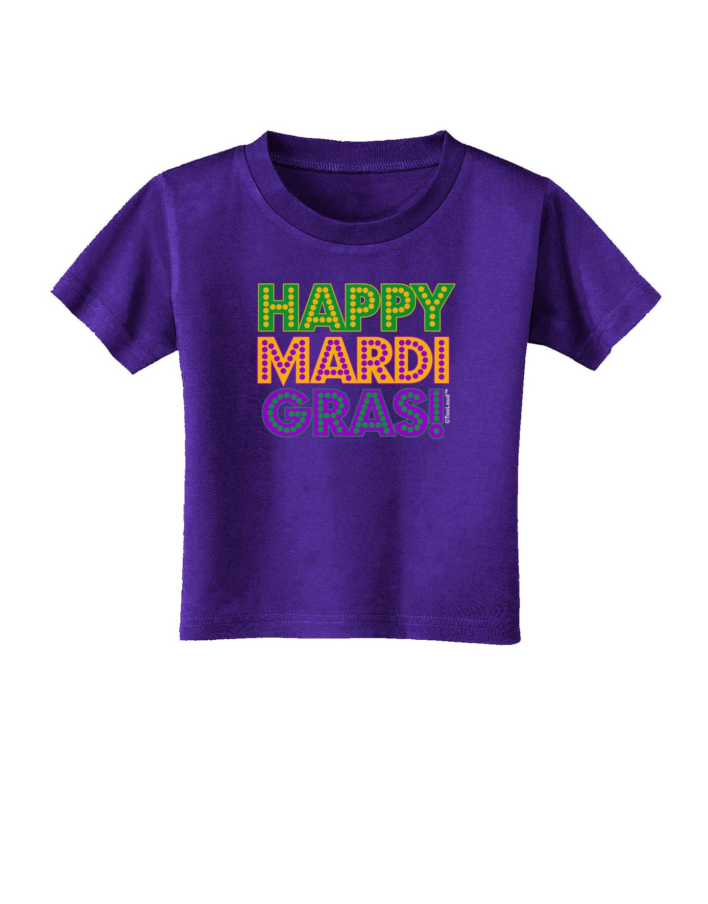 Happy Mardi Gras Text Toddler T-Shirt Dark by TooLoud-Toddler T-Shirt-TooLoud-Purple-2T-Davson Sales