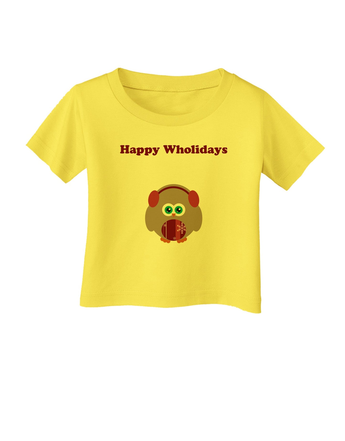 Happy Wholidays Winter Owl With Earmuffs Infant T-Shirt-Infant T-Shirt-TooLoud-Yellow-06-Months-Davson Sales