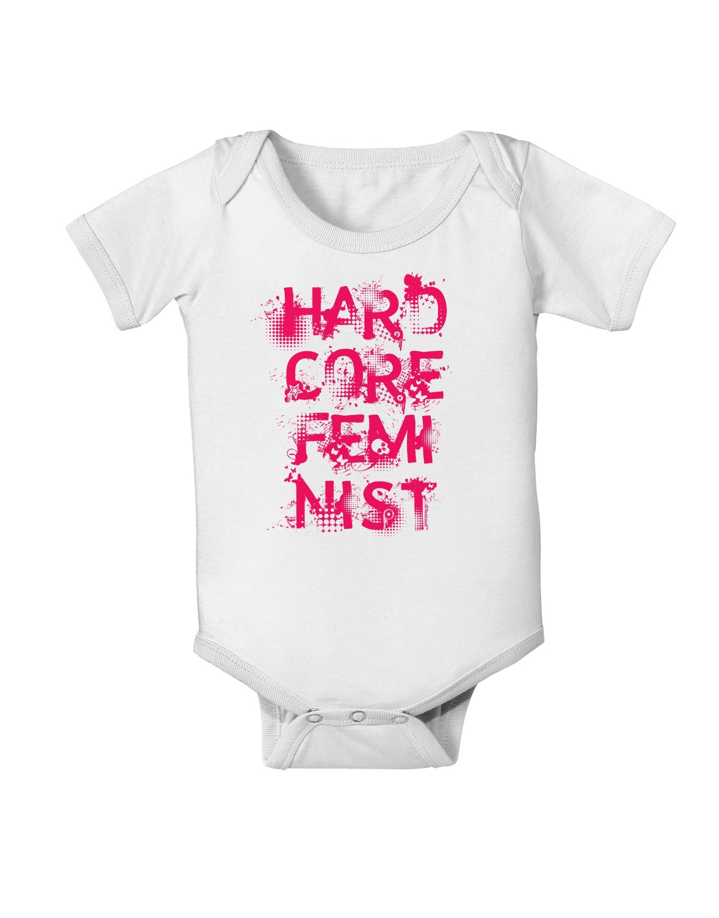 Hardcore Feminist - Pink Baby Romper Bodysuit-Baby Romper-TooLoud-White-06-Months-Davson Sales