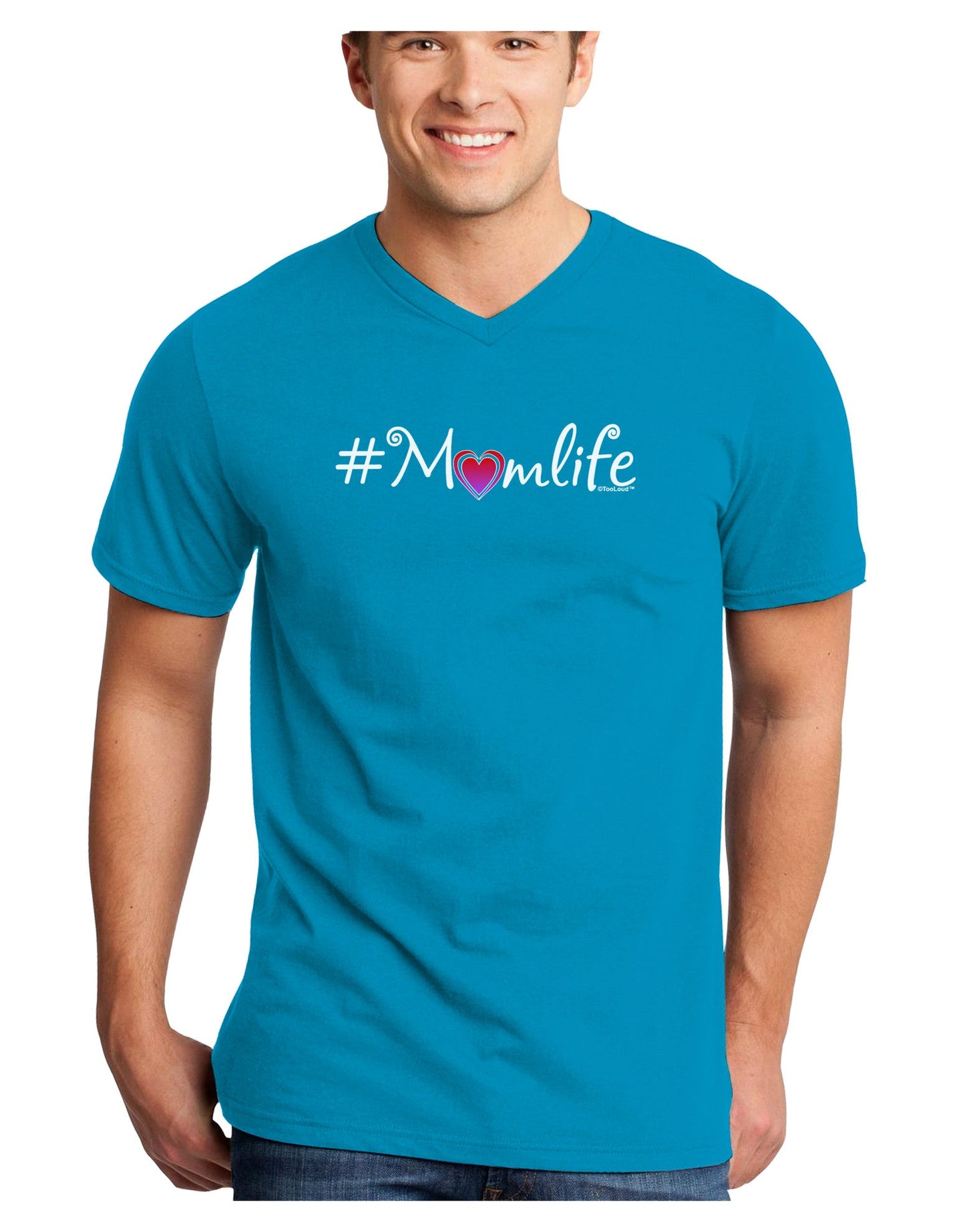 Hashtag Momlife Adult Dark V-Neck T-Shirt-TooLoud-Turquoise-Small-Davson Sales