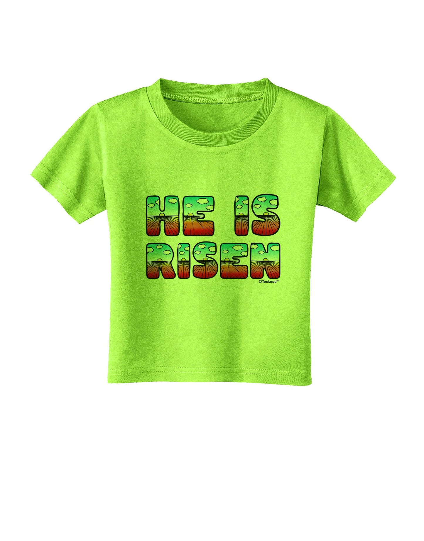He Is Risen - Easter - Sunrise Letters Toddler T-Shirt-Toddler T-Shirt-TooLoud-Lime-Green-2T-Davson Sales