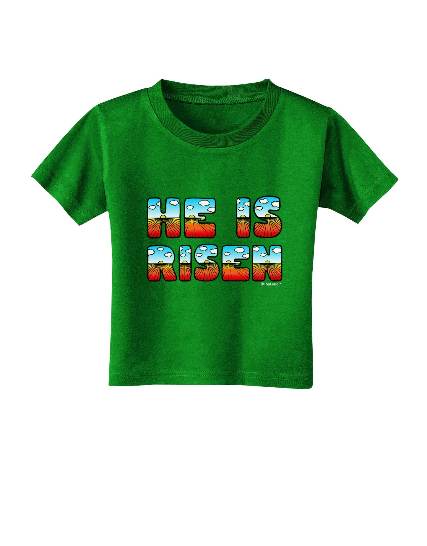 He Is Risen - Easter - Sunrise Letters Toddler T-Shirt Dark-Toddler T-Shirt-TooLoud-Clover-Green-2T-Davson Sales