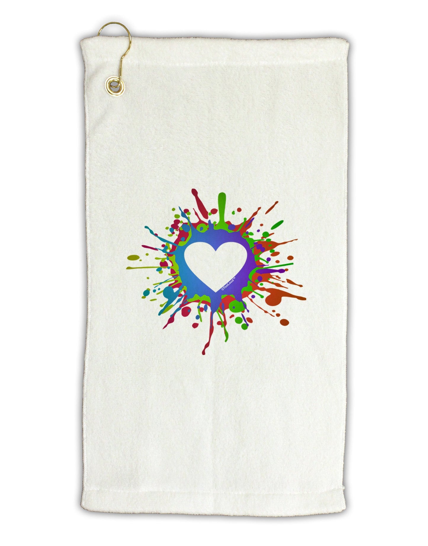 Heart Paint Splatter Micro Terry Gromet Golf Towel 11"x19-Golf Towel-TooLoud-White-Davson Sales