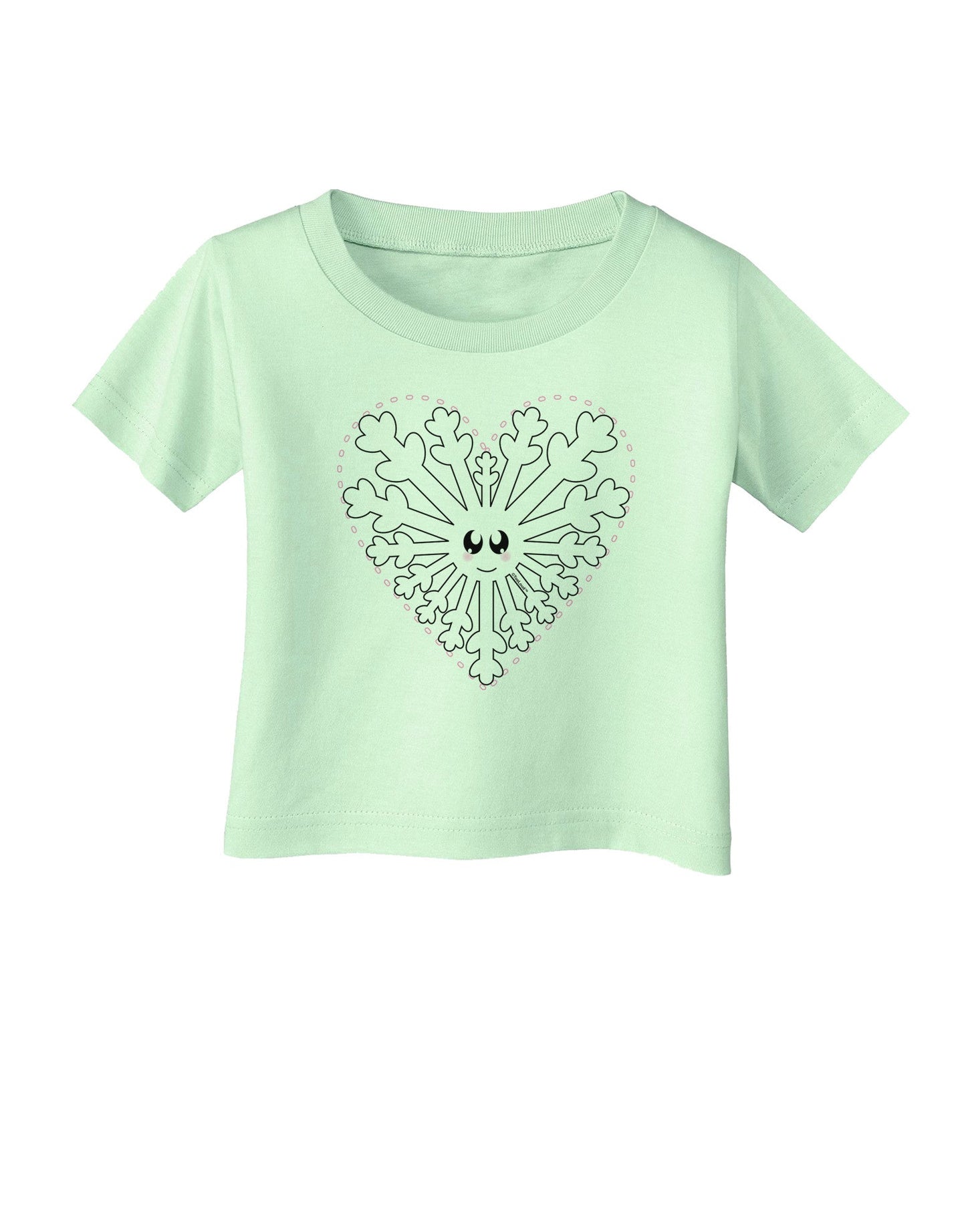 Heart Snowflake Christmas Infant T-Shirt-Infant T-Shirt-TooLoud-Light-Green-06-Months-Davson Sales