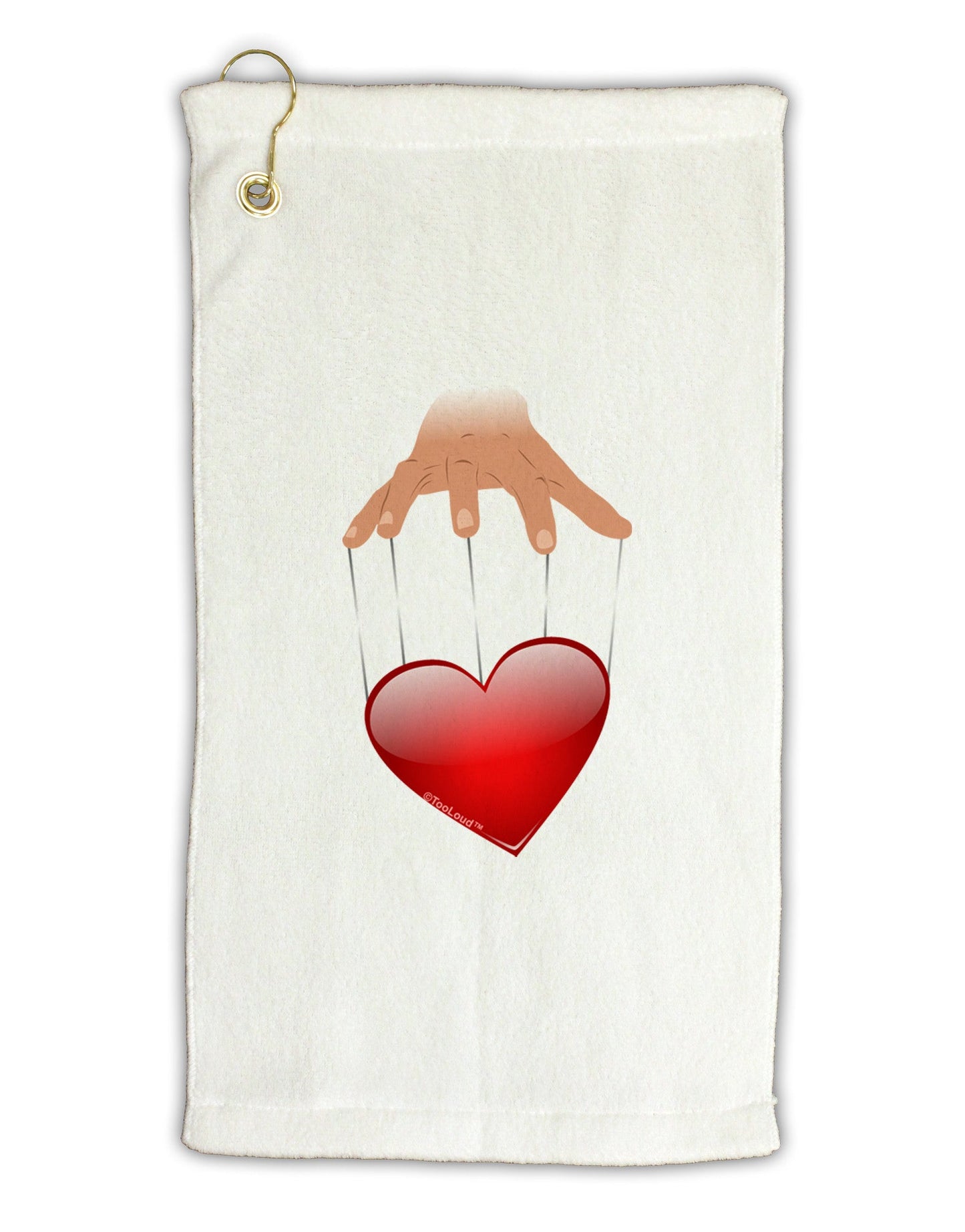 Heart on Puppet Strings Micro Terry Gromet Golf Towel 11"x19-Golf Towel-TooLoud-White-Davson Sales