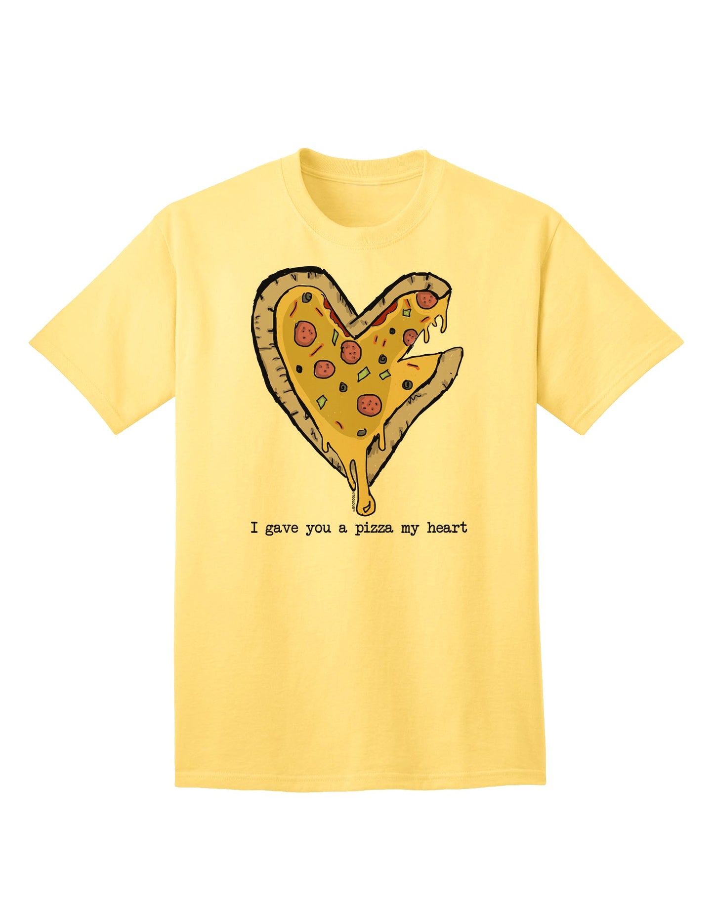 Heartwarming Pizza-themed Adult T-Shirt by TooLoud-Mens T-shirts-TooLoud-Yellow-Small-Davson Sales
