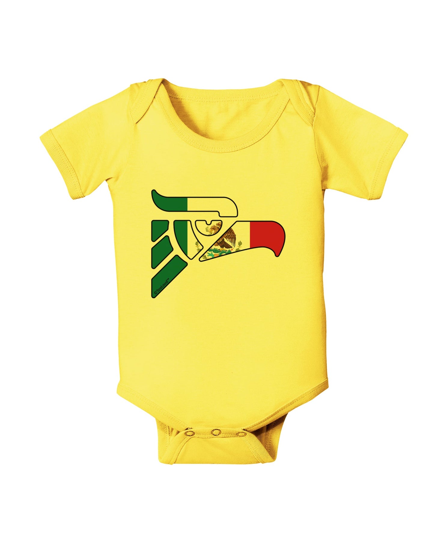 Hecho en Mexico Eagle Symbol - Mexican Flag Baby Romper Bodysuit by TooLoud-Baby Romper-TooLoud-Yellow-06-Months-Davson Sales
