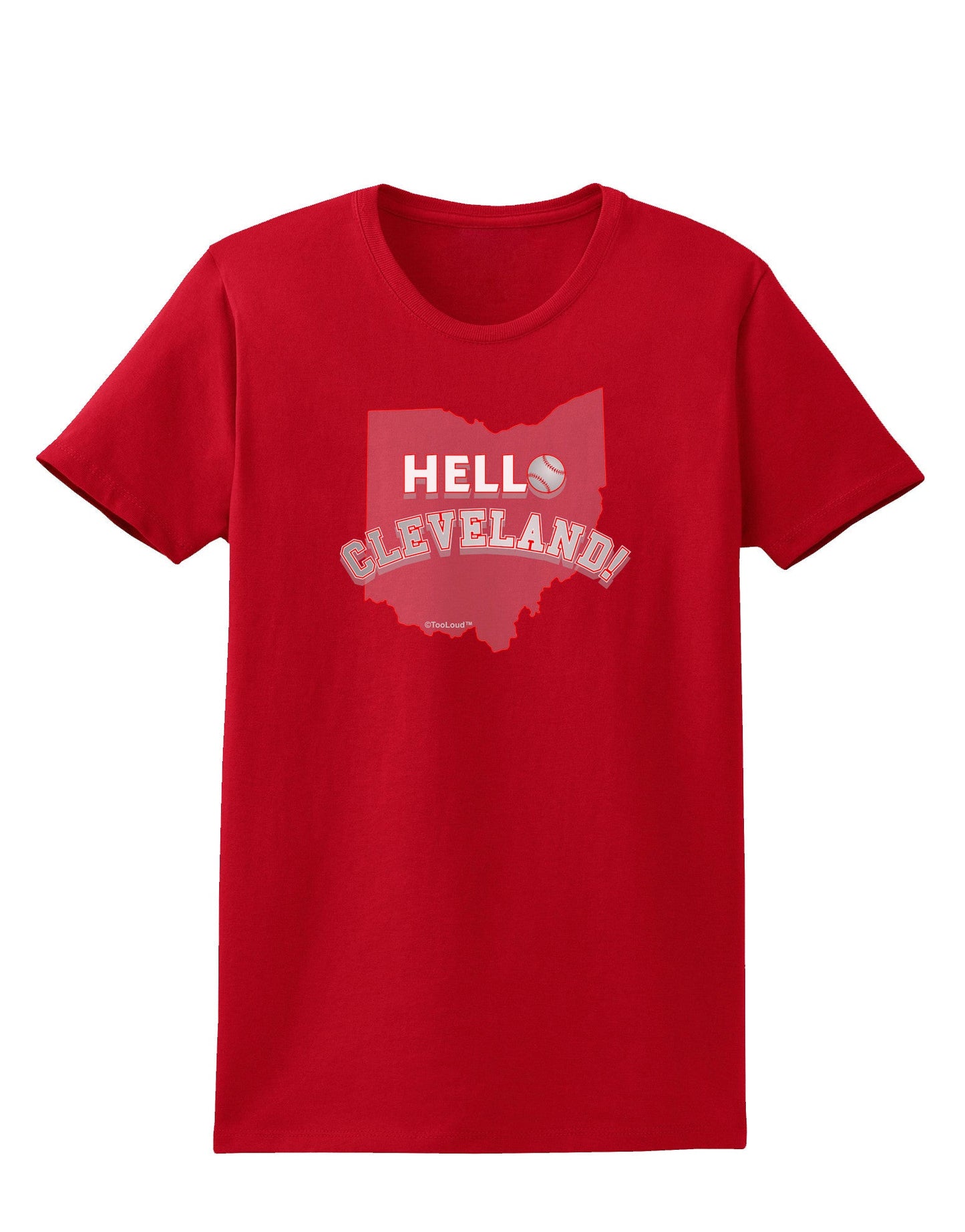 Hello Cleveland Womens Dark T-Shirt-TooLoud-Red-X-Small-Davson Sales