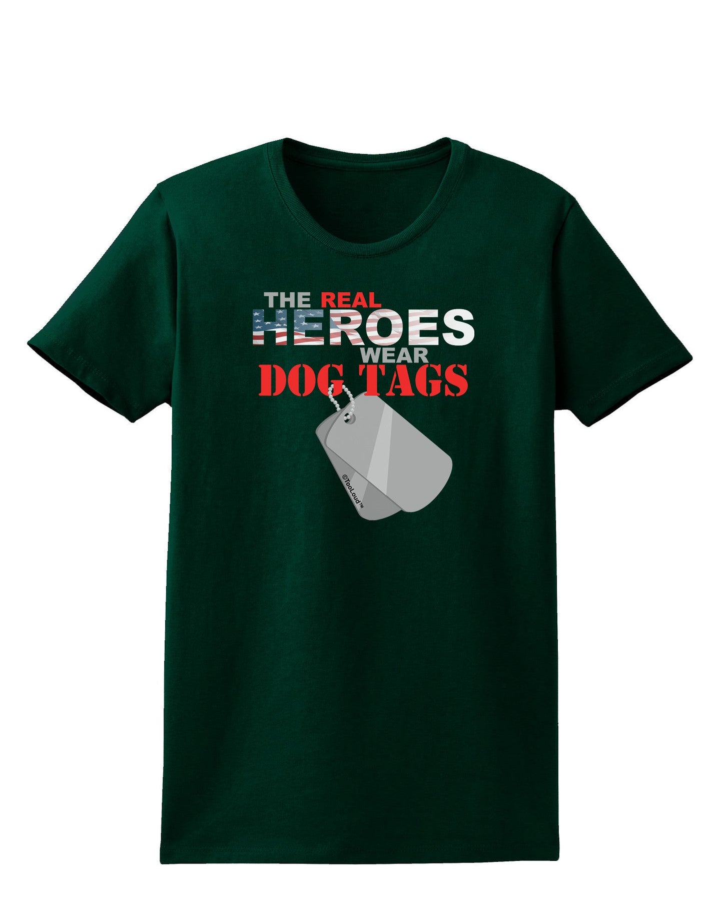 Heroes Dog Tags Womens Dark T-Shirt-TooLoud-Forest-Green-Small-Davson Sales
