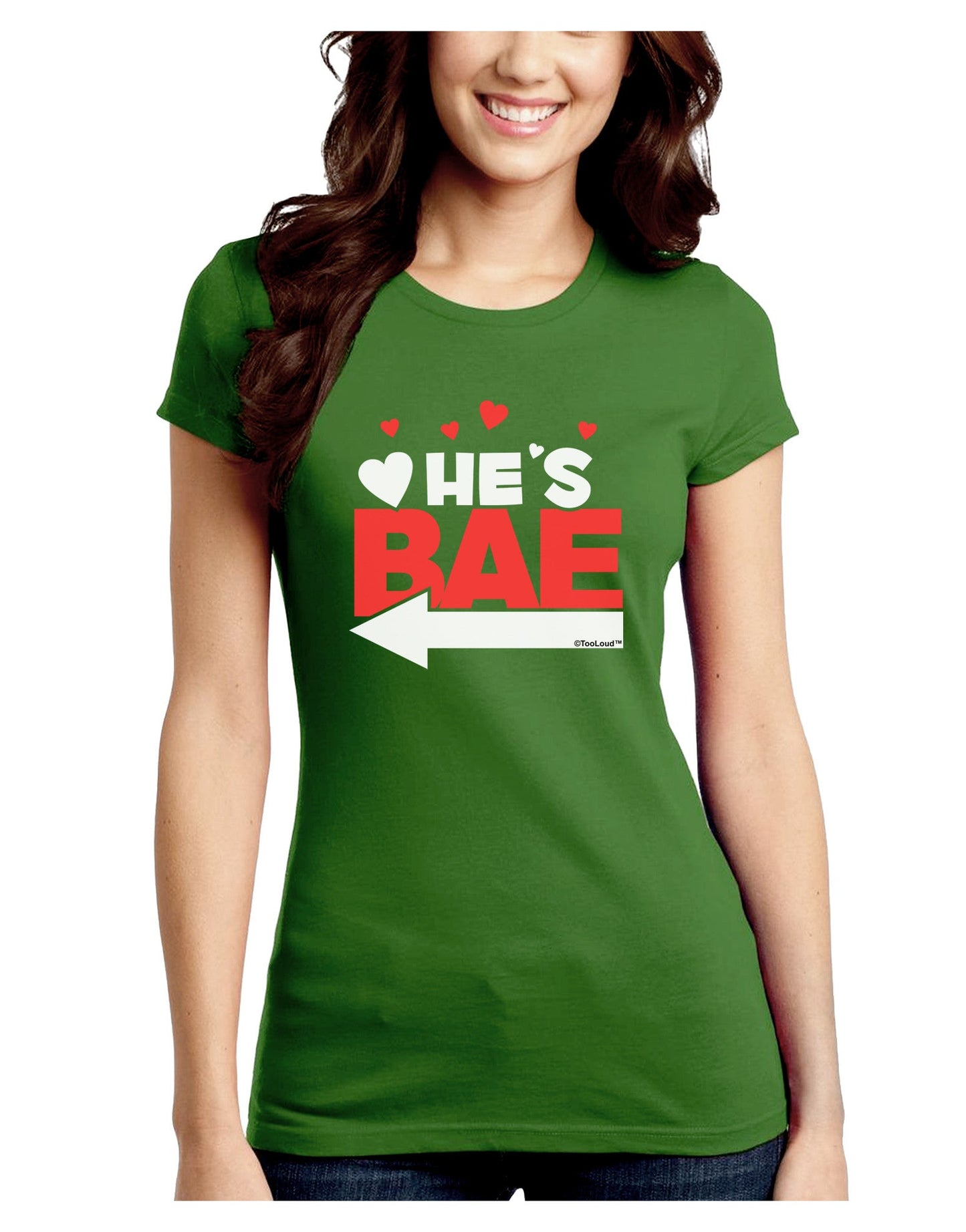 He's BAE - Left Arrow Juniors Petite Crew Dark T-Shirt-T-Shirts Juniors Tops-TooLoud-Kiwi-Green-Juniors Fitted Small-Davson Sales