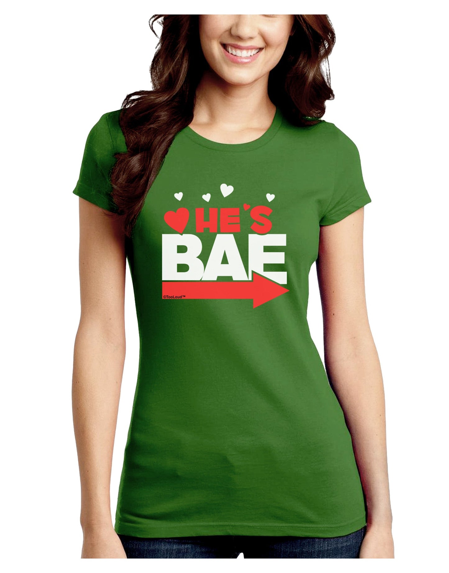 He's BAE - Right Arrow Juniors Petite Crew Dark T-Shirt-T-Shirts Juniors Tops-TooLoud-Kiwi-Green-Juniors Fitted Small-Davson Sales