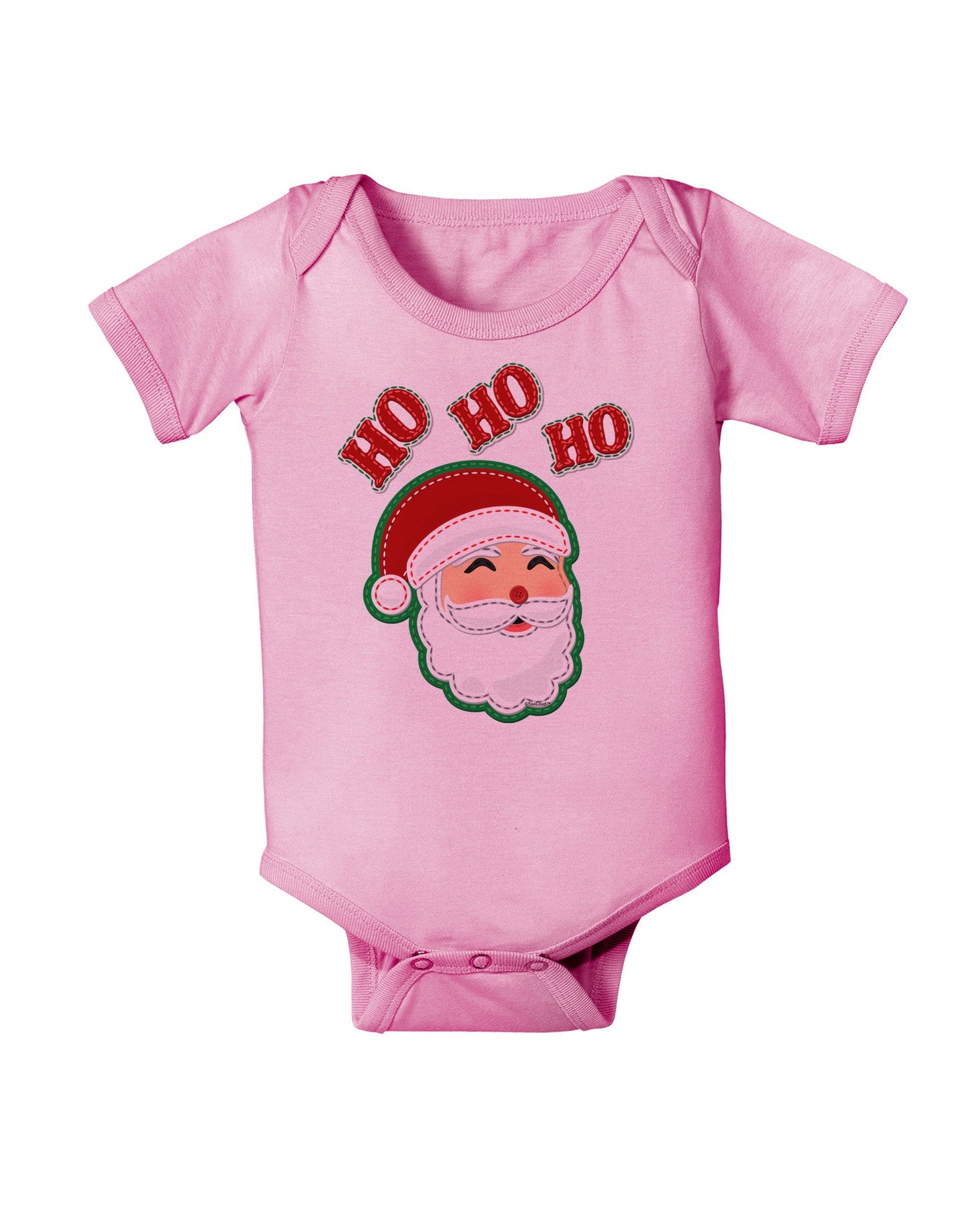 Ho Ho Ho Santa Claus Face Faux Applique Baby Romper Bodysuit-Baby Romper-TooLoud-Light-Pink-06-Months-Davson Sales