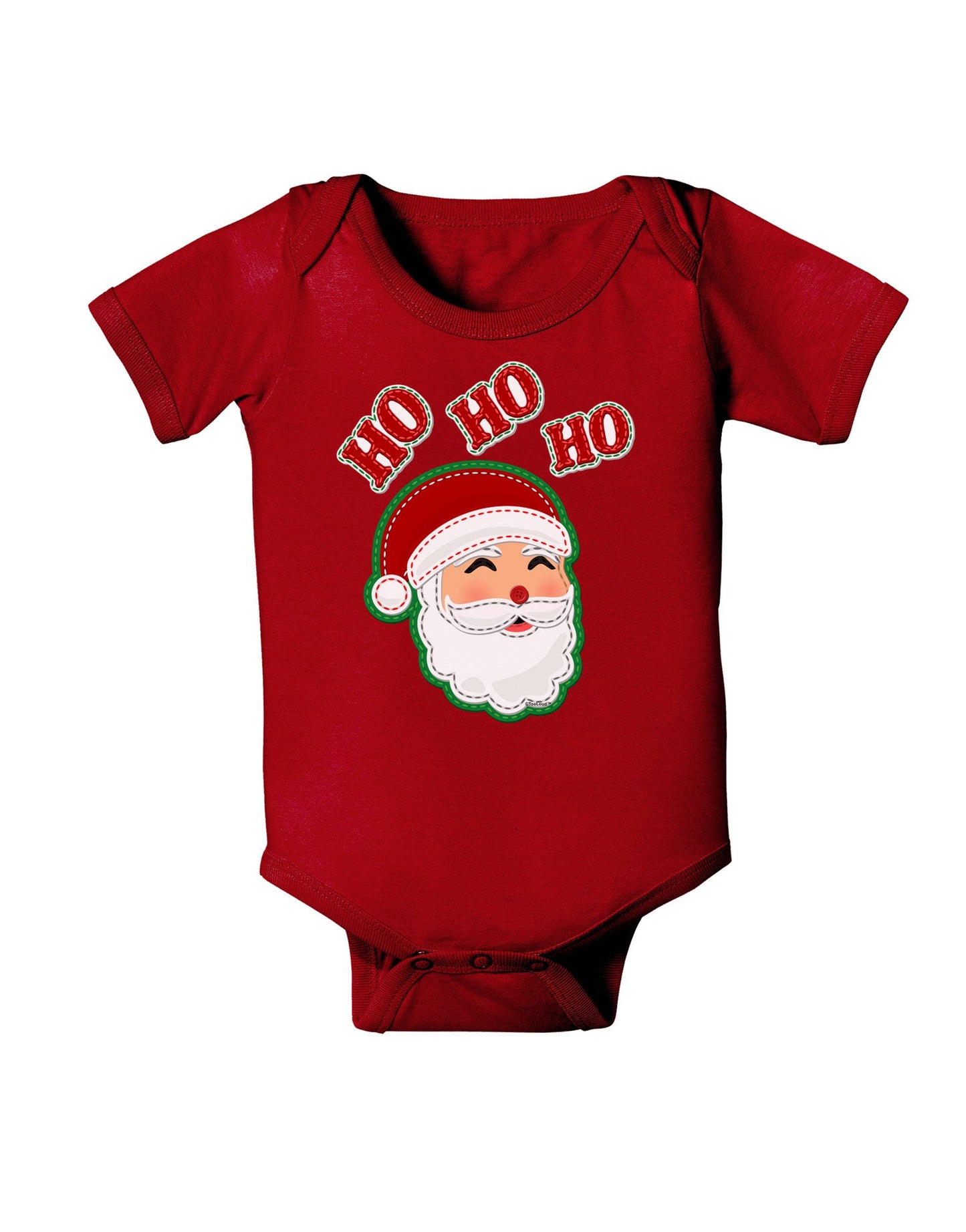 Ho Ho Ho Santa Claus Face Faux Applique Baby Romper Bodysuit Dark-Baby Romper-TooLoud-Red-06-Months-Davson Sales
