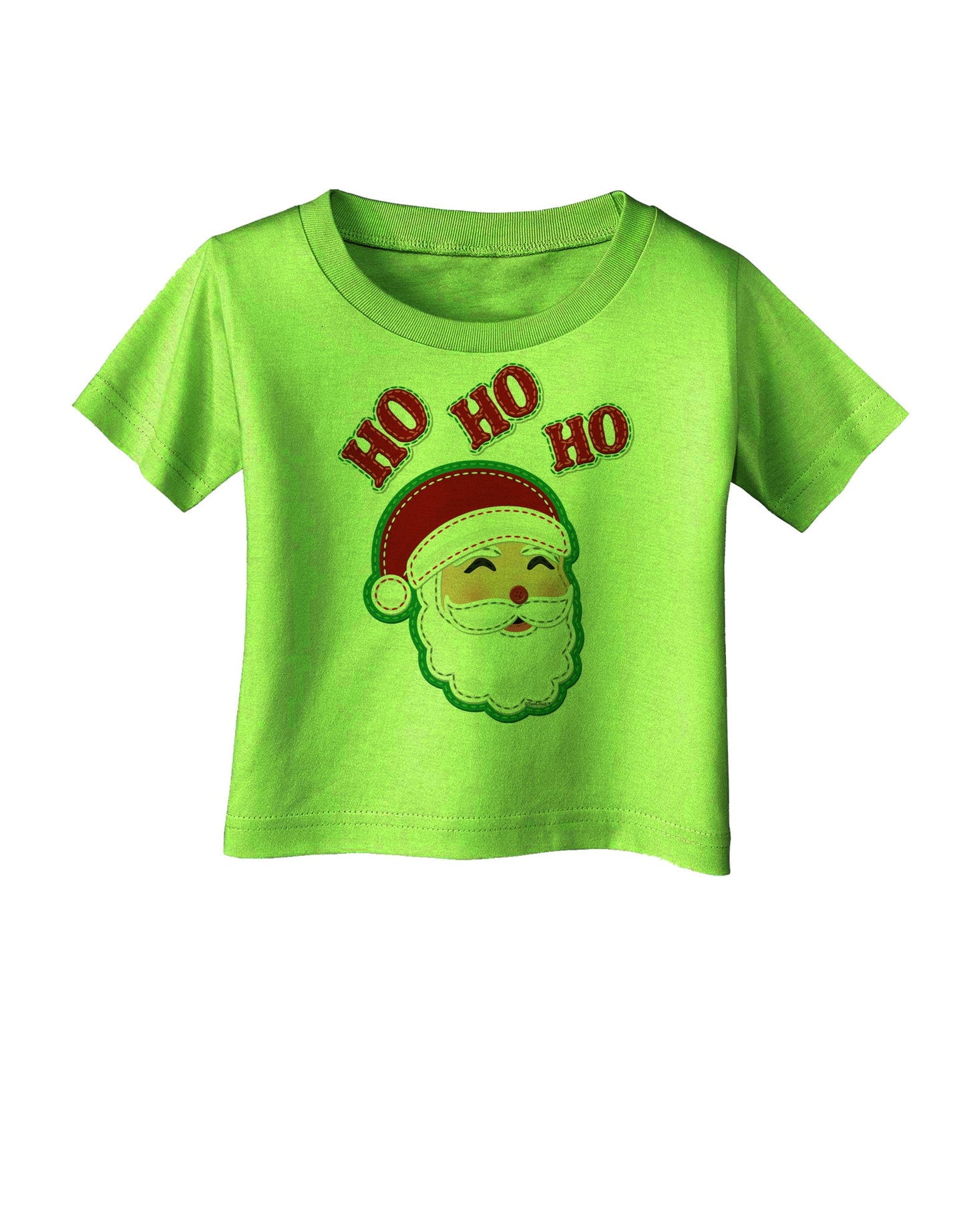 Ho Ho Ho Santa Claus Face Faux Applique Infant T-Shirt-Infant T-Shirt-TooLoud-Lime-Green-06-Months-Davson Sales
