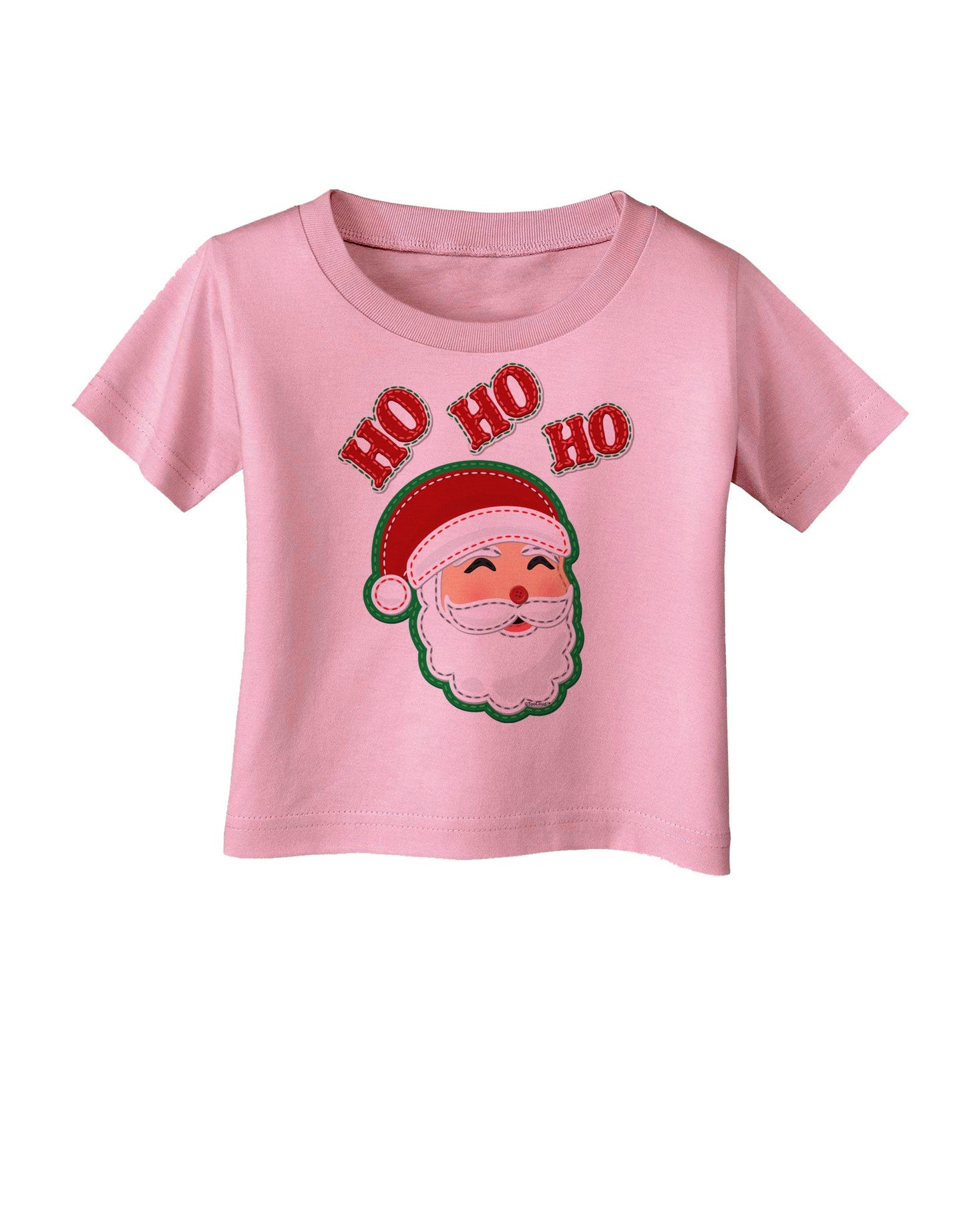 Ho Ho Ho Santa Claus Face Faux Applique Infant T-Shirt-Infant T-Shirt-TooLoud-Candy-Pink-06-Months-Davson Sales