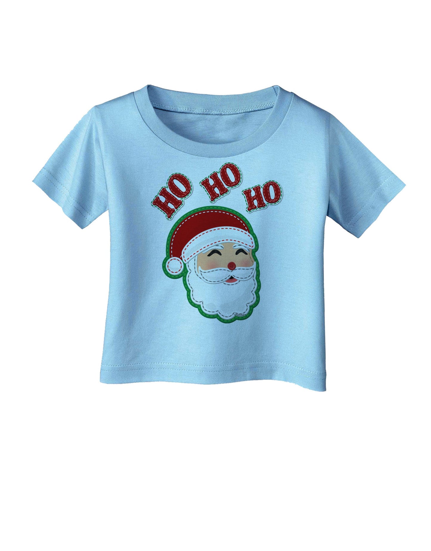 Ho Ho Ho Santa Claus Face Faux Applique Infant T-Shirt-Infant T-Shirt-TooLoud-Aquatic-Blue-06-Months-Davson Sales