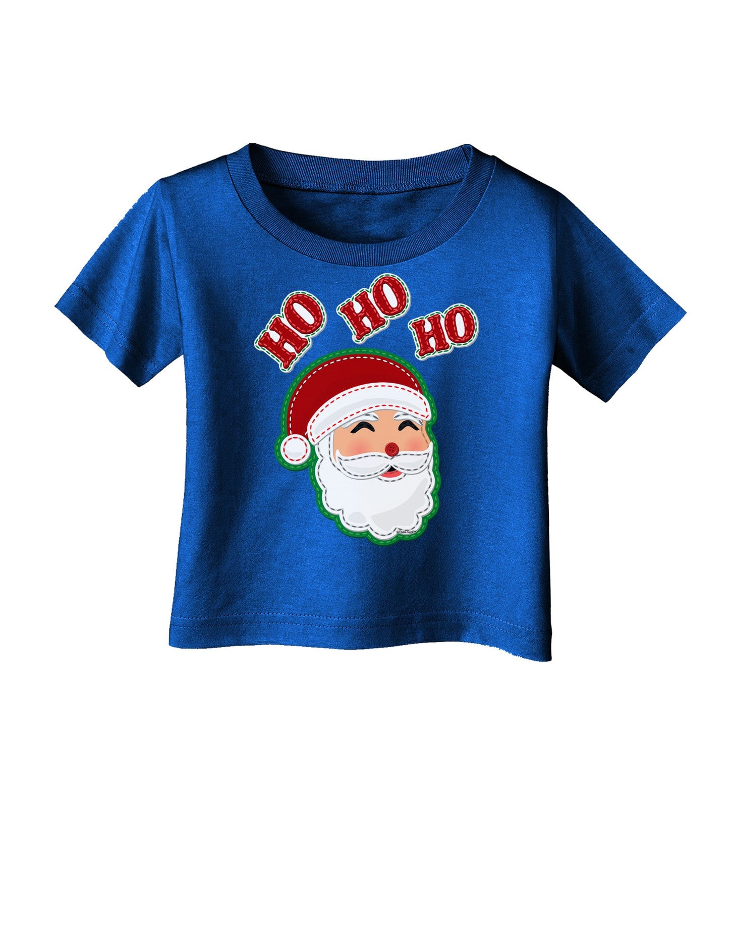 Ho Ho Ho Santa Claus Face Faux Applique Infant T-Shirt Dark-Infant T-Shirt-TooLoud-Royal-Blue-06-Months-Davson Sales