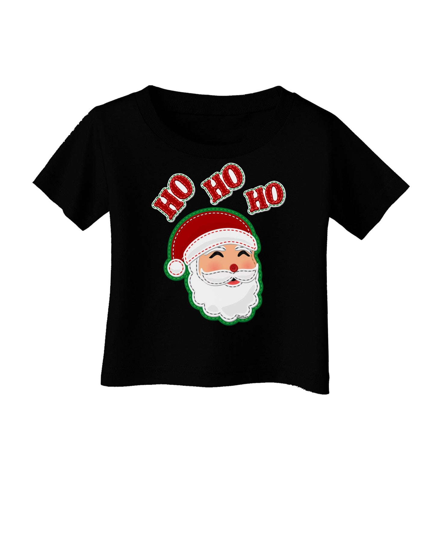 Ho Ho Ho Santa Claus Face Faux Applique Infant T-Shirt Dark-Infant T-Shirt-TooLoud-Black-06-Months-Davson Sales