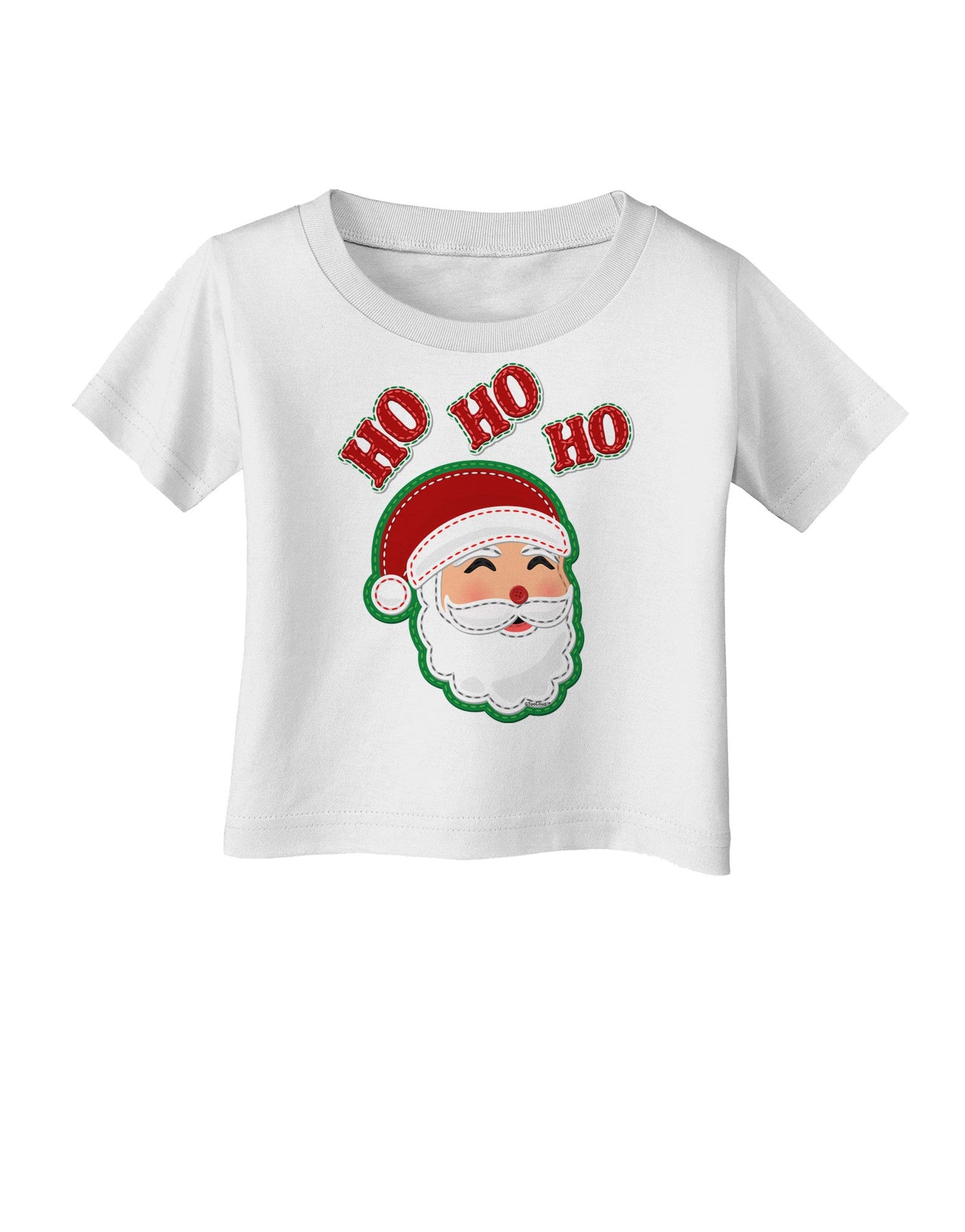 Ho Ho Ho Santa Claus Face Faux Applique Infant T-Shirt-Infant T-Shirt-TooLoud-White-06-Months-Davson Sales