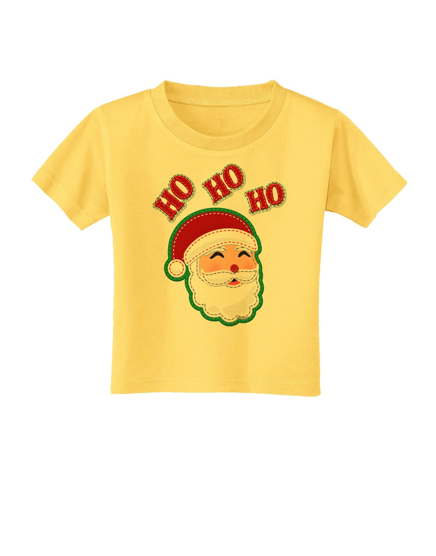 Ho Ho Ho Santa Claus Face Faux Applique Toddler T-Shirt-Toddler T-Shirt-TooLoud-Yellow-2T-Davson Sales