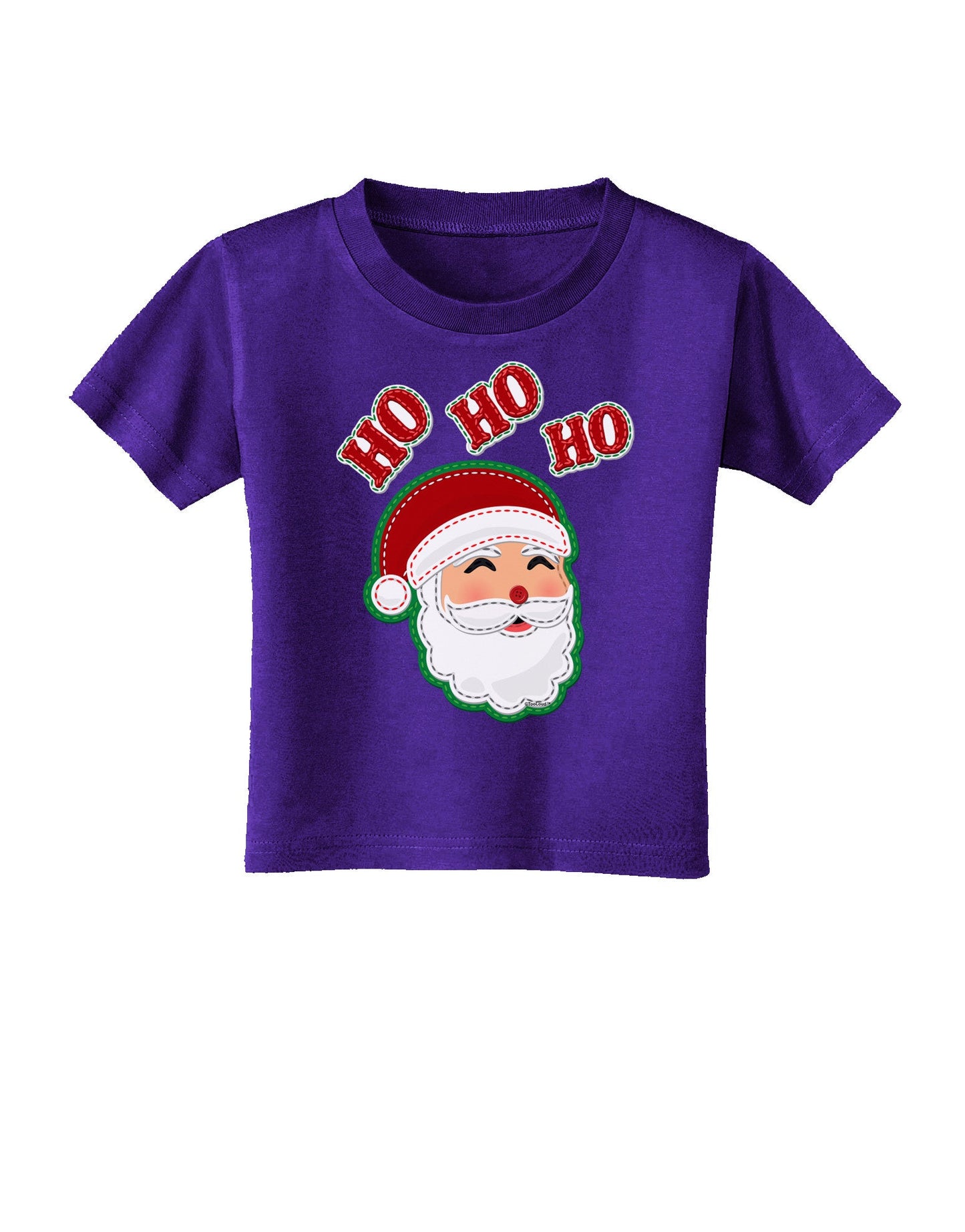 Ho Ho Ho Santa Claus Face Faux Applique Toddler T-Shirt Dark-Toddler T-Shirt-TooLoud-Purple-2T-Davson Sales