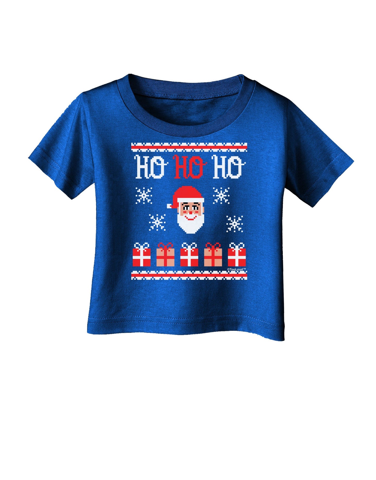Ho Ho Ho Ugly Christmas Sweater Infant T-Shirt Dark-Infant T-Shirt-TooLoud-Royal-Blue-06-Months-Davson Sales