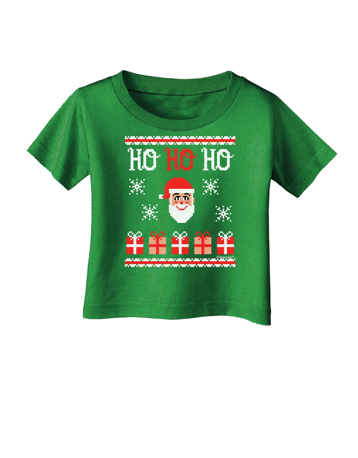 Ho Ho Ho Ugly Christmas Sweater Infant T-Shirt Dark-Infant T-Shirt-TooLoud-Clover-Green-06-Months-Davson Sales