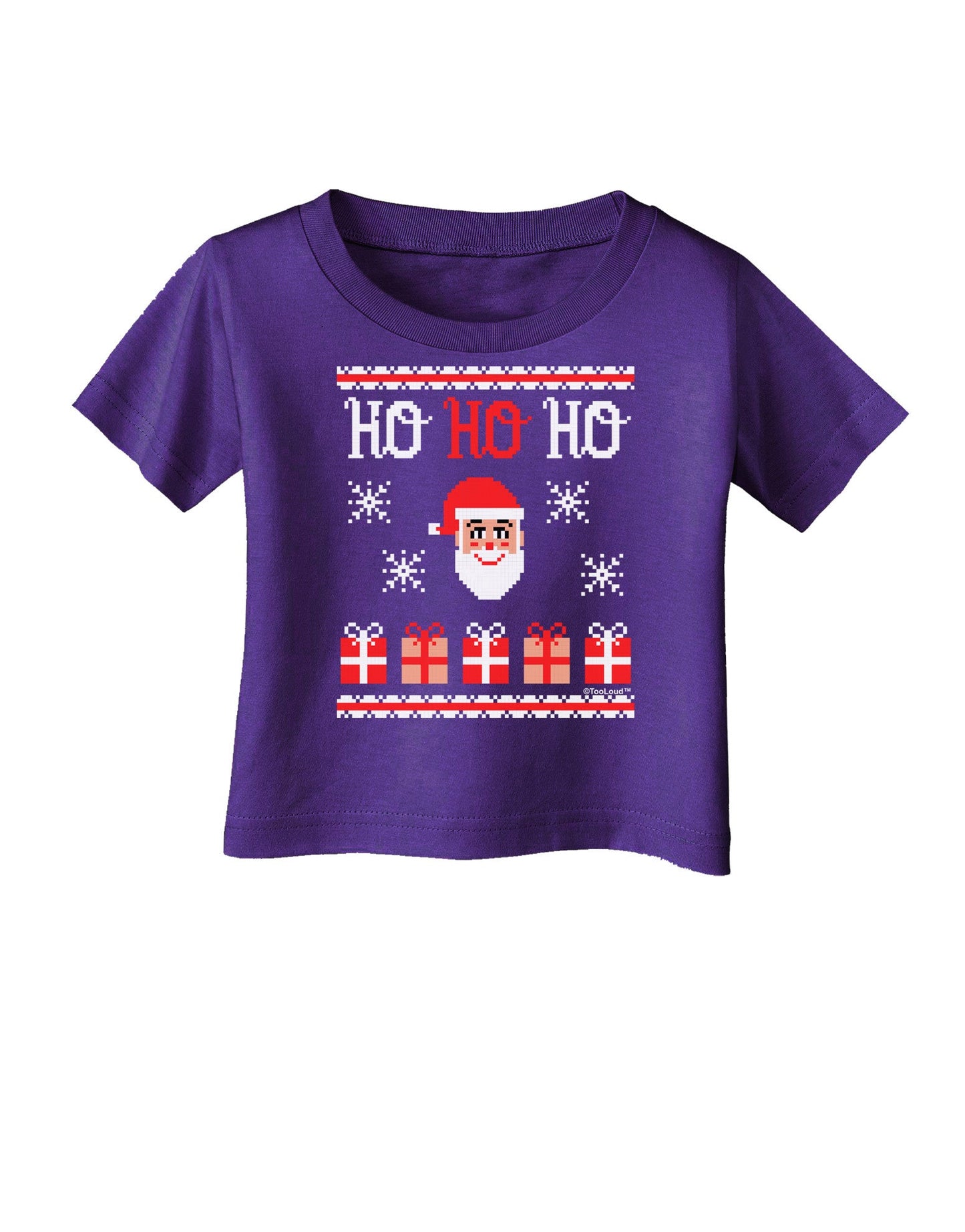 Ho Ho Ho Ugly Christmas Sweater Infant T-Shirt Dark-Infant T-Shirt-TooLoud-Purple-06-Months-Davson Sales