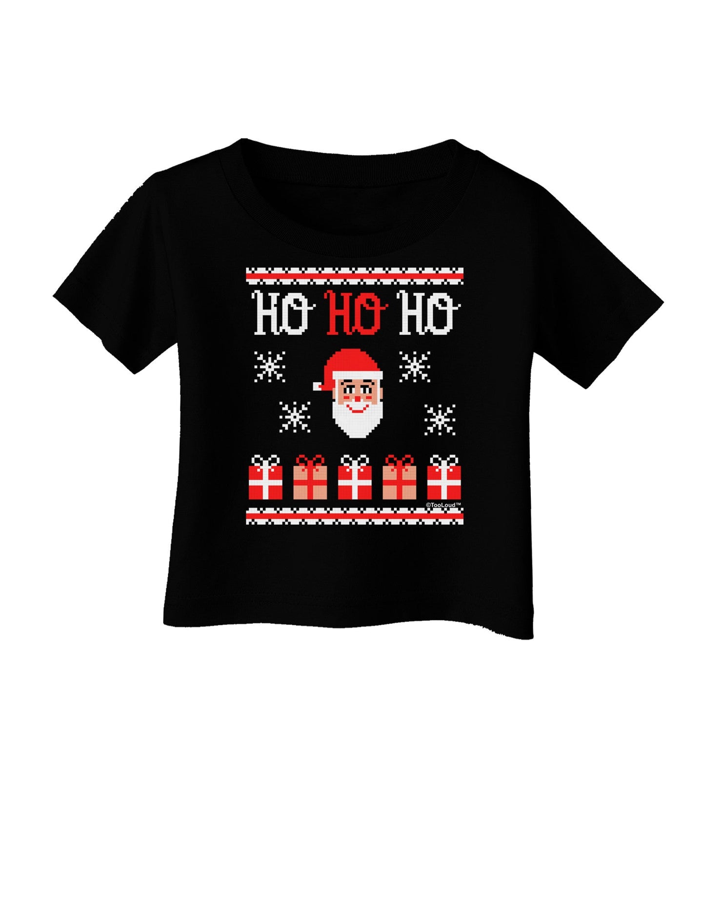 Ho Ho Ho Ugly Christmas Sweater Infant T-Shirt Dark-Infant T-Shirt-TooLoud-Black-06-Months-Davson Sales