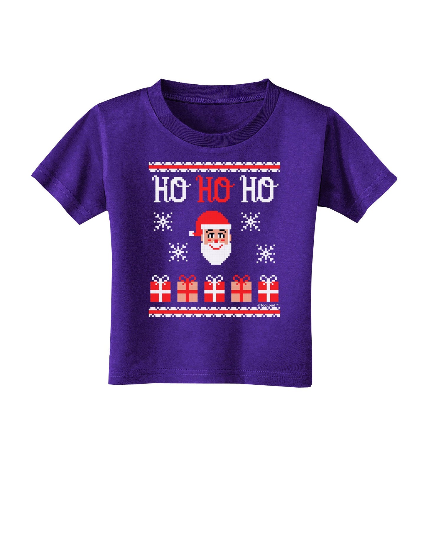 Ho Ho Ho Ugly Christmas Sweater Toddler T-Shirt Dark-Toddler T-Shirt-TooLoud-Purple-2T-Davson Sales