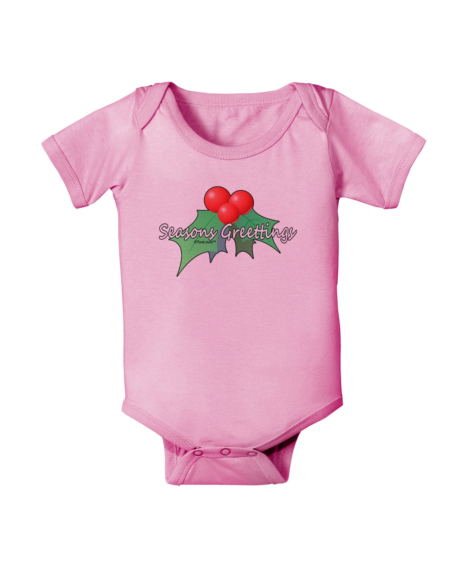 Holly Seasons Greetings Text Baby Romper Bodysuit by TooLoud-Baby Romper-TooLoud-Light-Pink-06-Months-Davson Sales