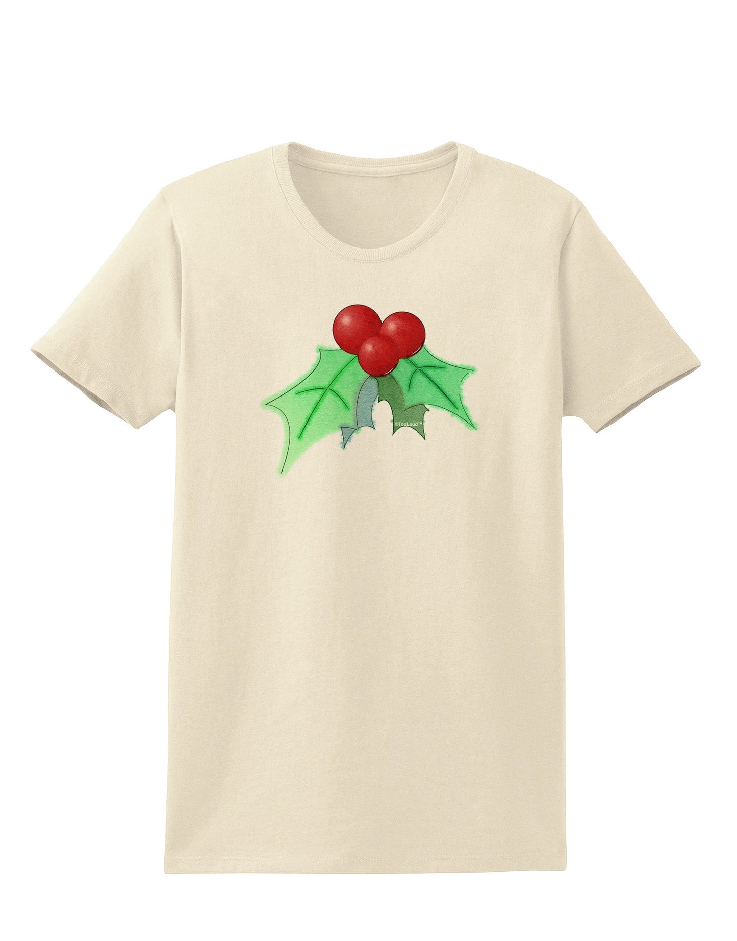 Holly Watercolor Womens T-Shirt-Womens T-Shirt-TooLoud-Natural-X-Small-Davson Sales
