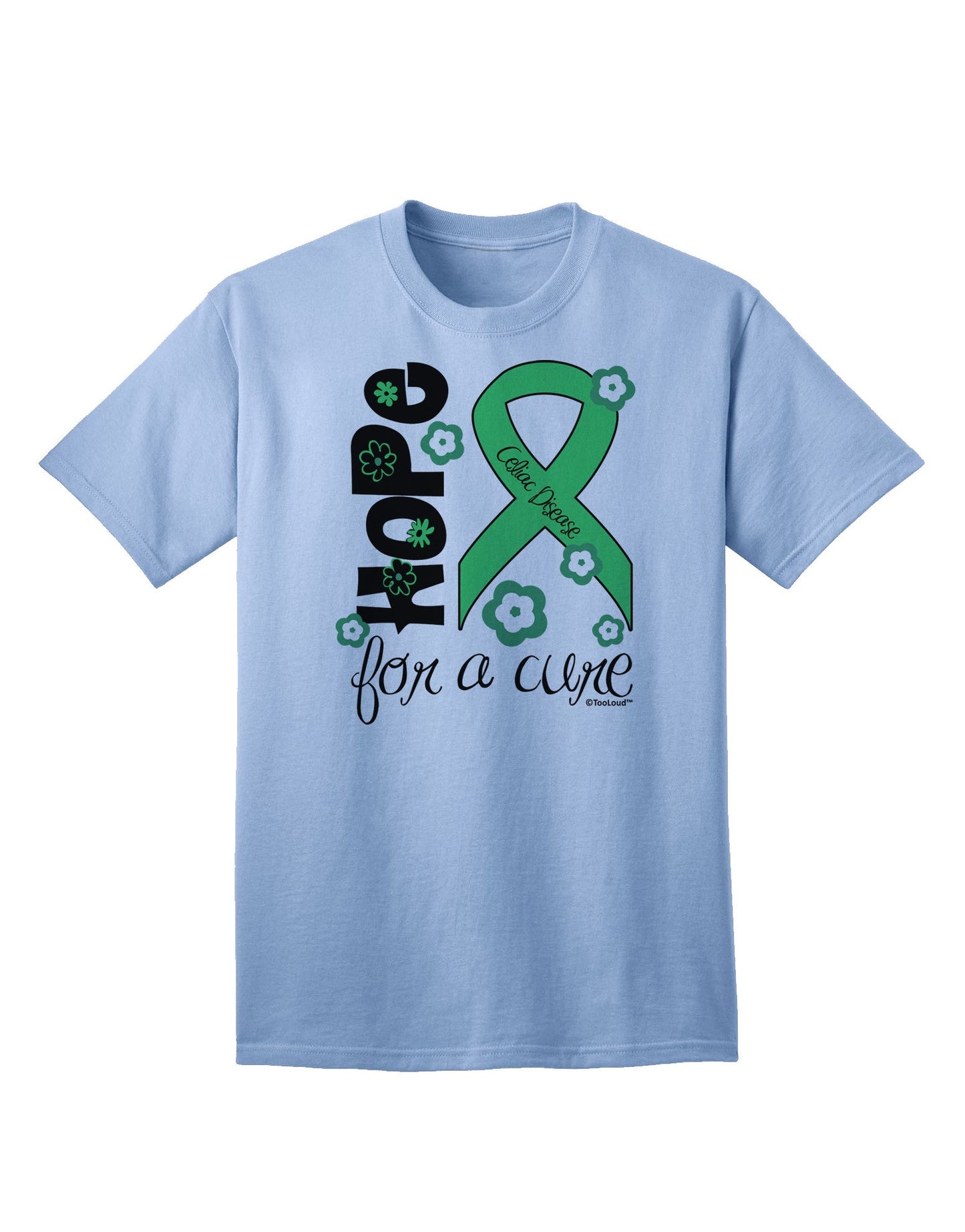 Hope for a Cure - Light Green Ribbon Celiac Disease - Flowers Adult T-Shirt-Mens T-Shirt-TooLoud-Light-Blue-Small-Davson Sales