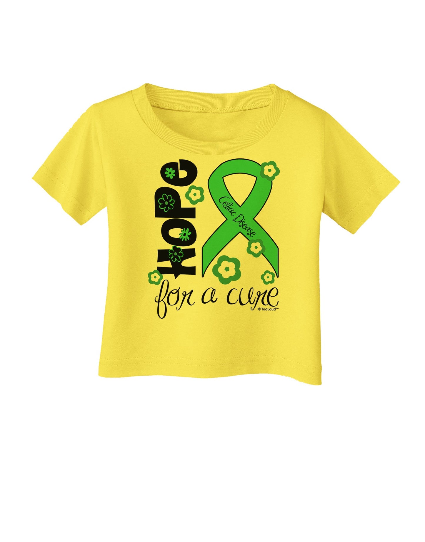 Hope for a Cure - Light Green Ribbon Celiac Disease - Flowers Infant T-Shirt-Infant T-Shirt-TooLoud-Yellow-06-Months-Davson Sales