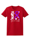 Hope for a Cure - Purple Ribbon Alzheimers Disease - Flowers Womens Dark T-Shirt-TooLoud-Red-X-Small-Davson Sales