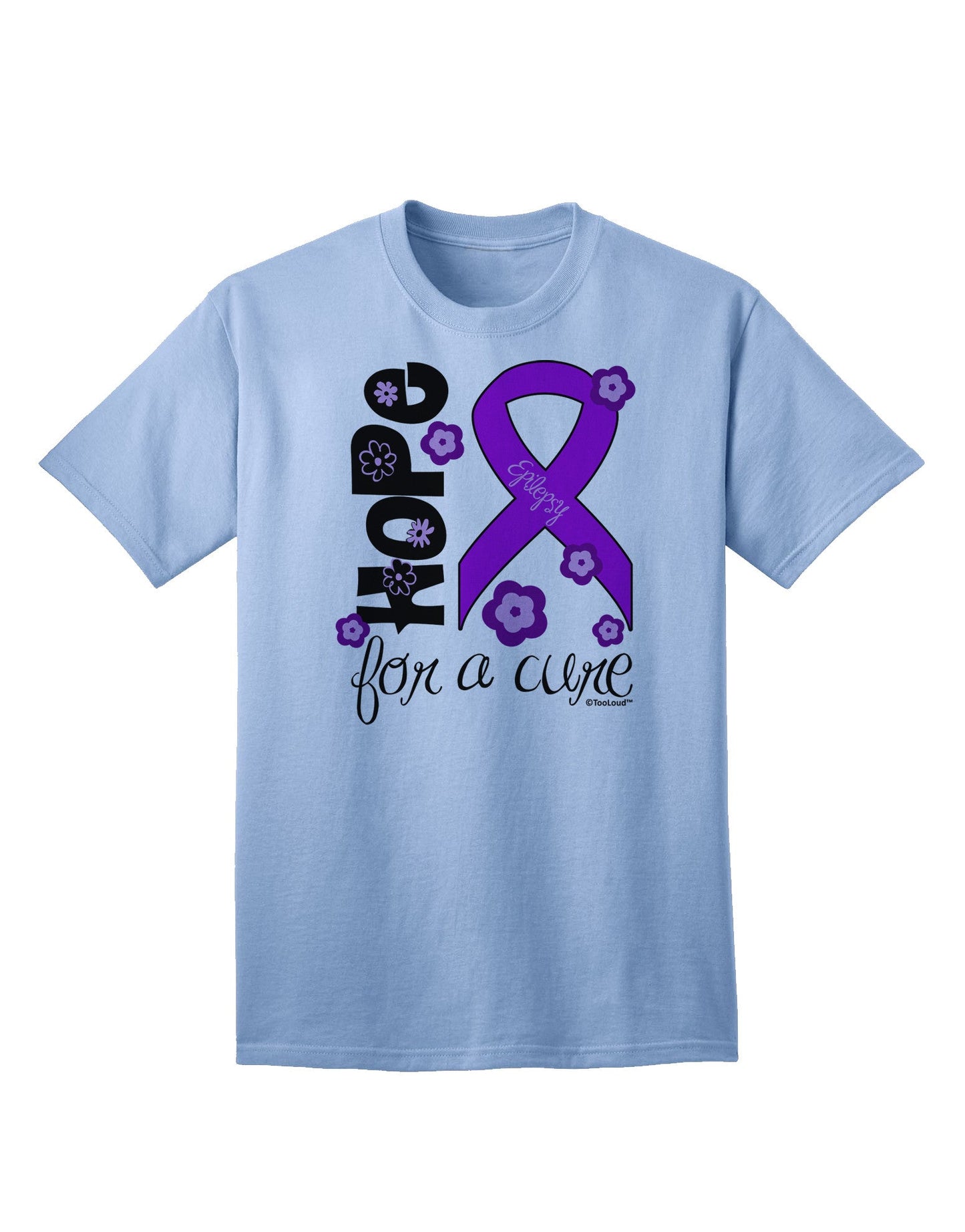 Hope for a Cure - Purple Ribbon Epilepsy - Flowers Adult T-Shirt-Mens T-Shirt-TooLoud-Light-Blue-Small-Davson Sales