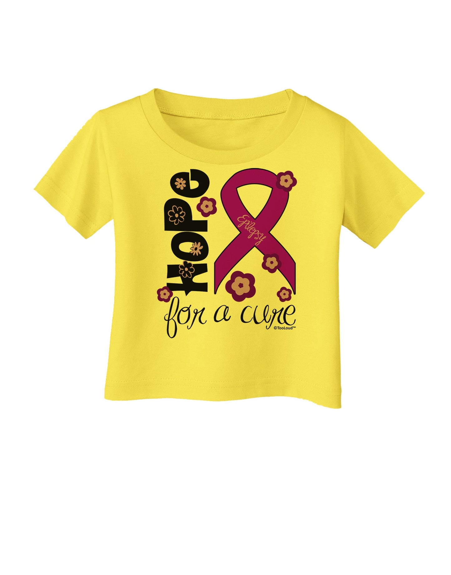Hope for a Cure - Purple Ribbon Epilepsy - Flowers Infant T-Shirt-Infant T-Shirt-TooLoud-Yellow-06-Months-Davson Sales