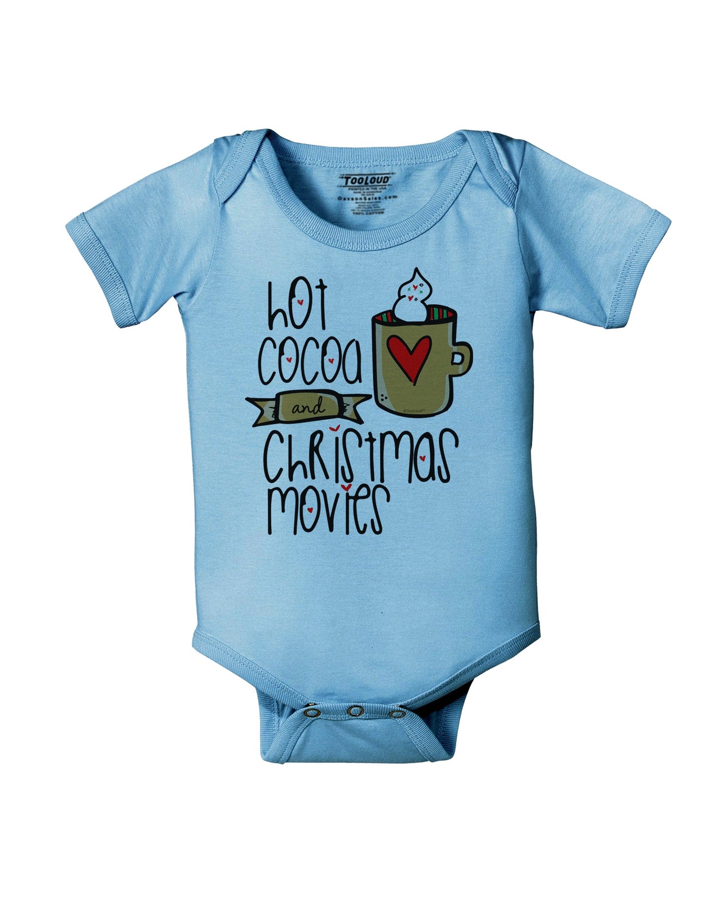 Hot Cocoa and Christmas Movies Baby Romper Bodysuit-Baby Romper-TooLoud-LightBlue-06-Months-Davson Sales