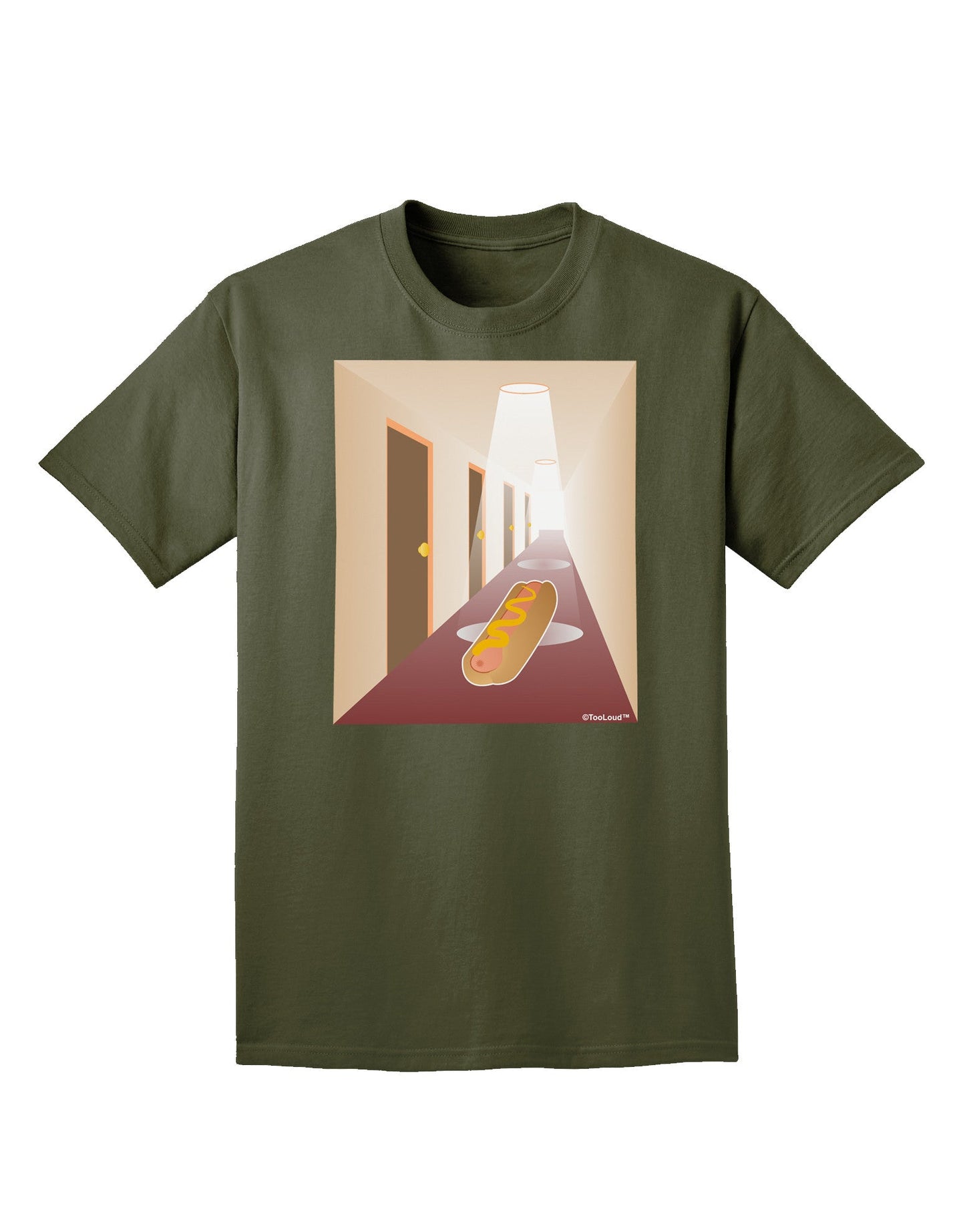 Hotdog in a Hallway Adult Dark T-Shirt-Mens T-Shirt-TooLoud-Military-Green-Small-Davson Sales